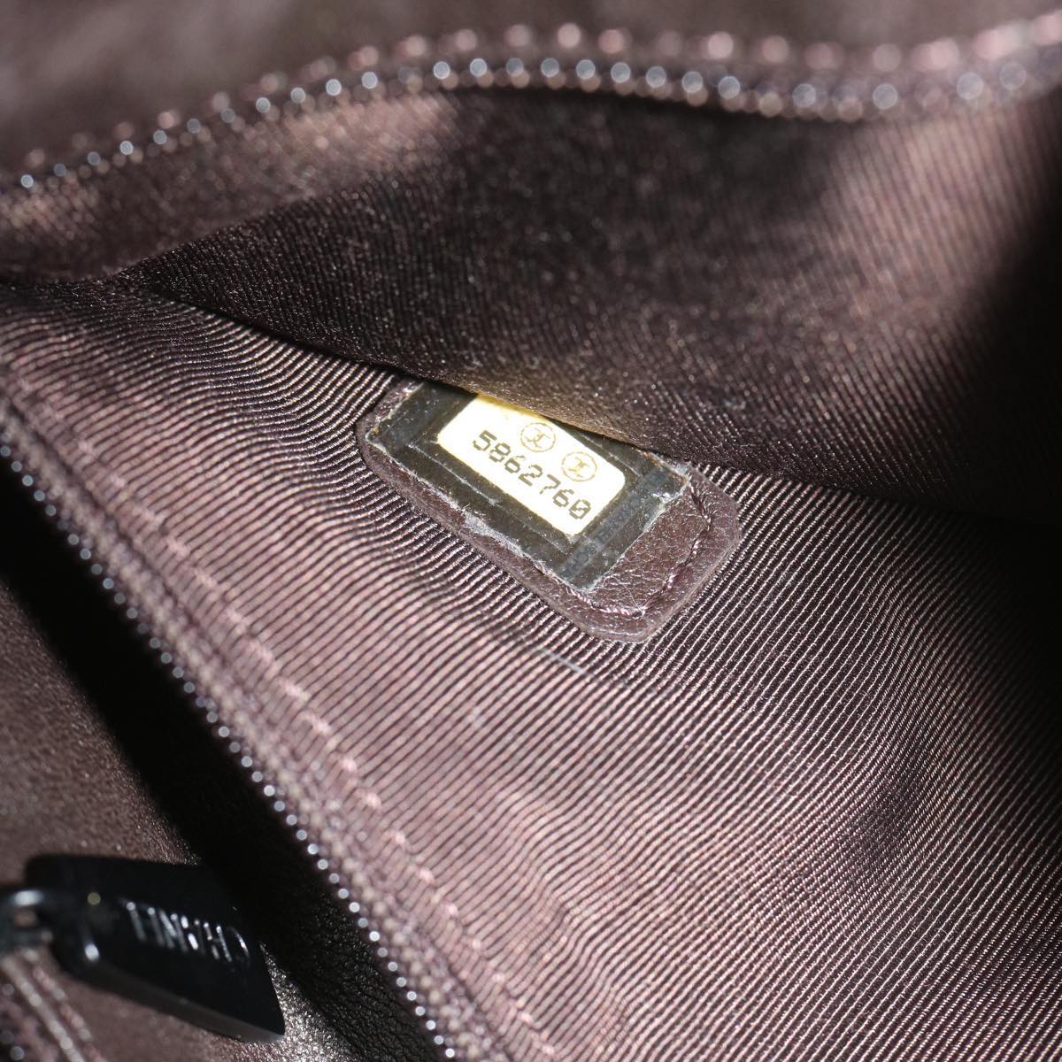 CHANEL Tote Bag Fur Brown Cc Auth 61881