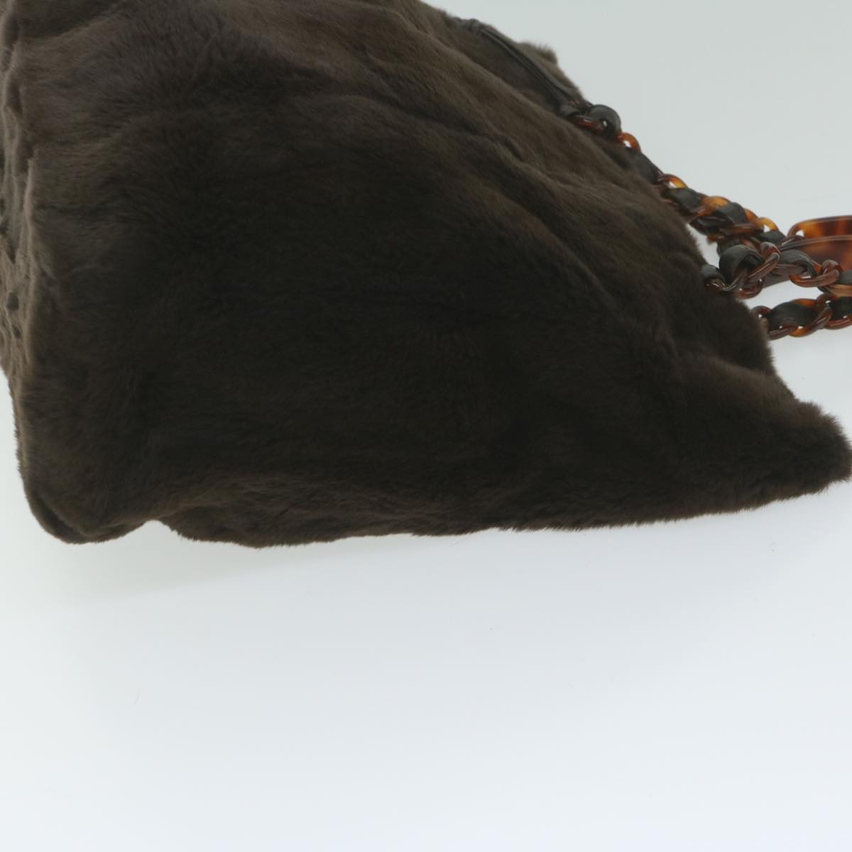 CHANEL Tote Bag Fur Brown CC Auth 61881