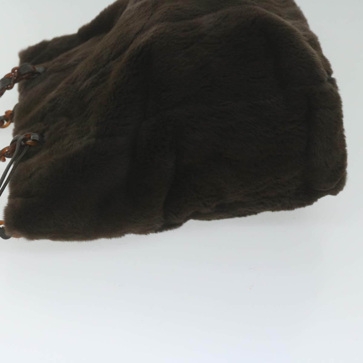 CHANEL Tote Bag Fur Brown CC Auth 61881