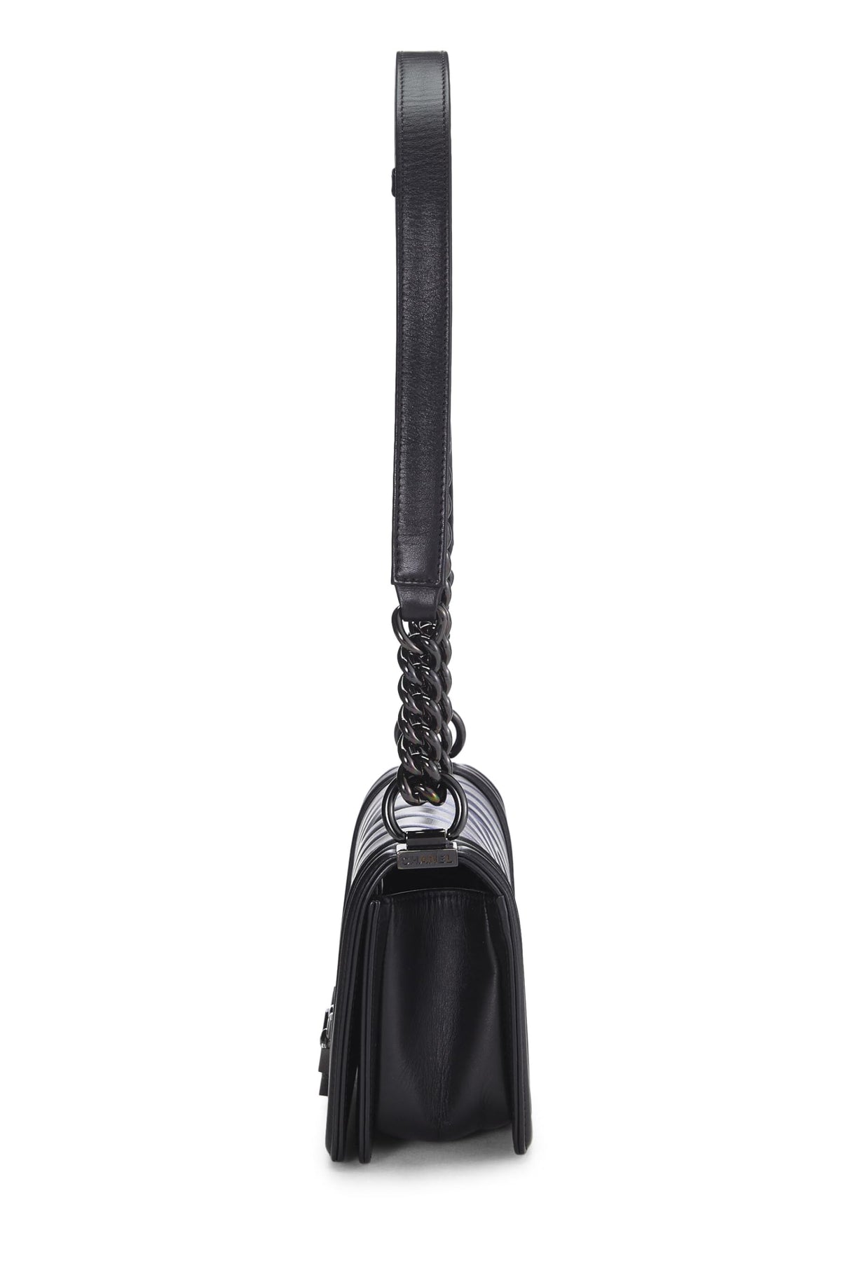 Chanel,  Black Chevron Lambskin Boy Bag Small, Black