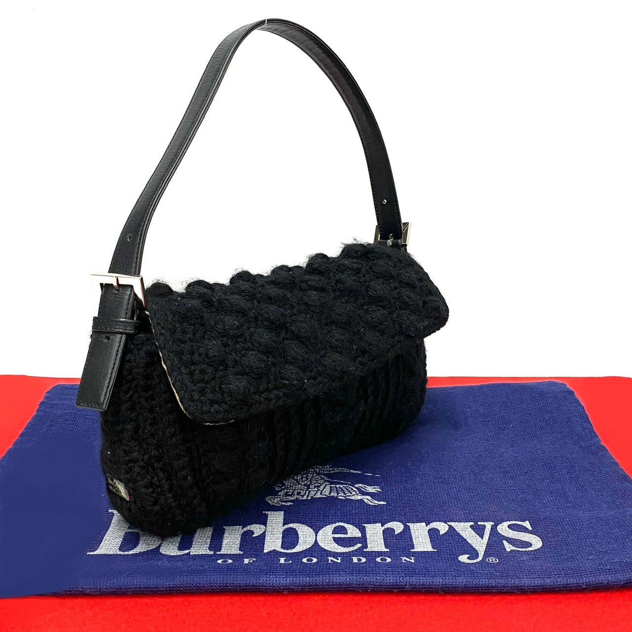 Burberry 2way Wool Leather Handbag