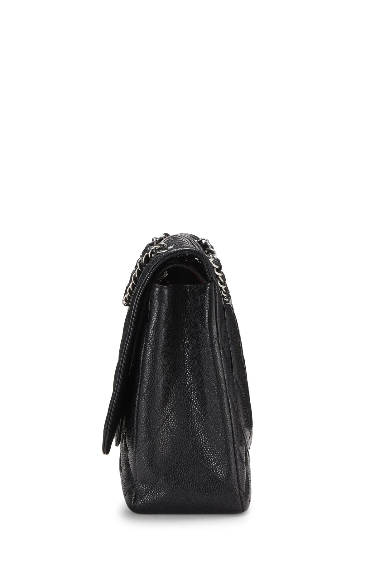 Chanel,  Black Quilted Caviar New Classic Double Flap Maxi, Black