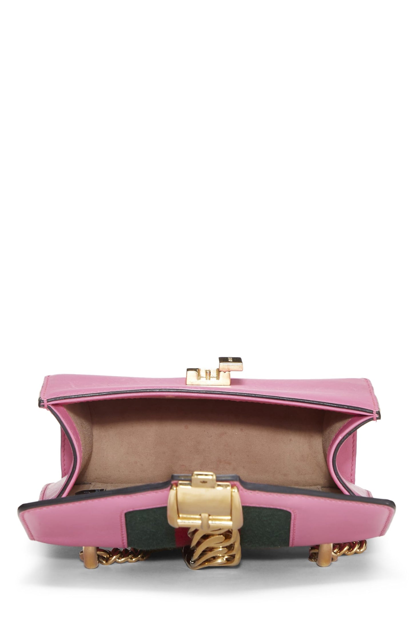 Gucci, Pink Leather Web Sylvie Mini, Pink