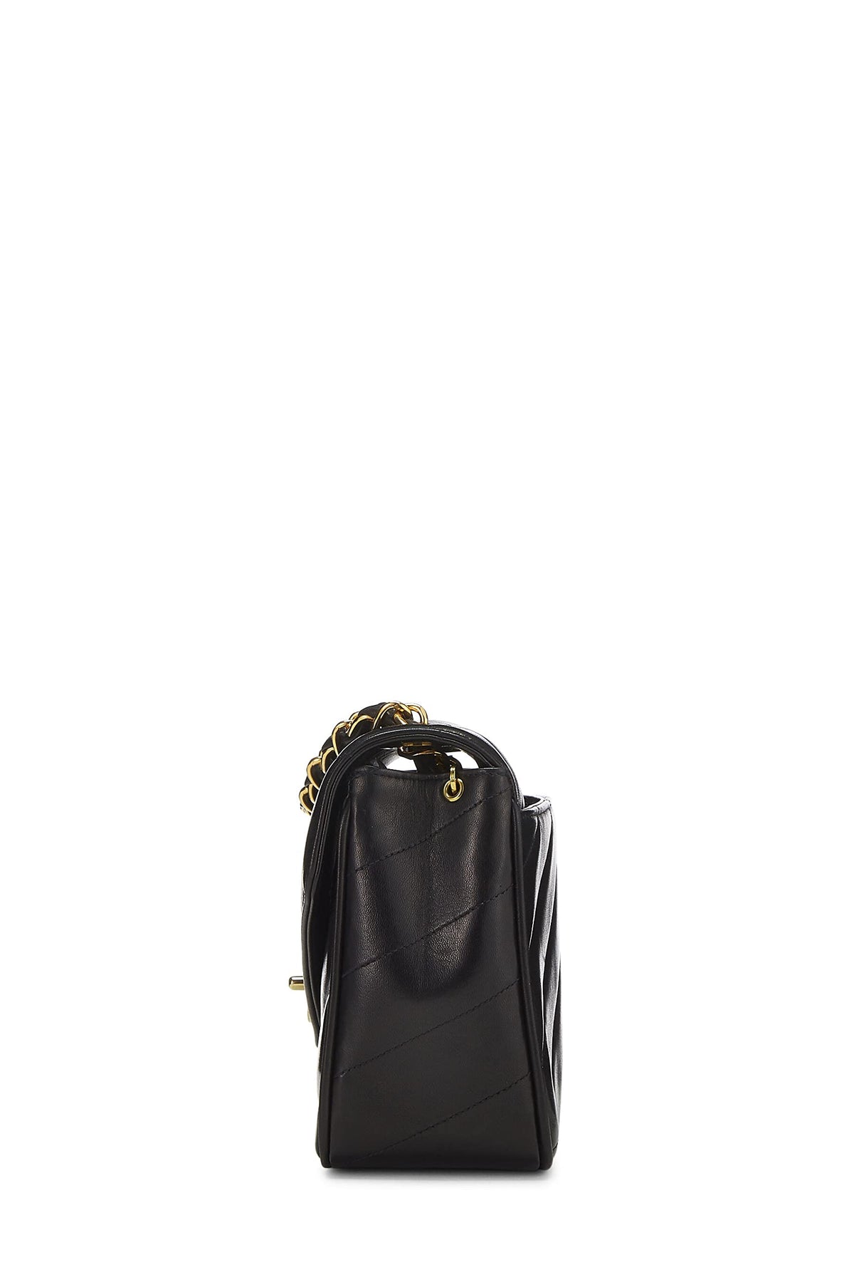Chanel,  Black Chevron Lambskin Envelope Flap Medium, Black