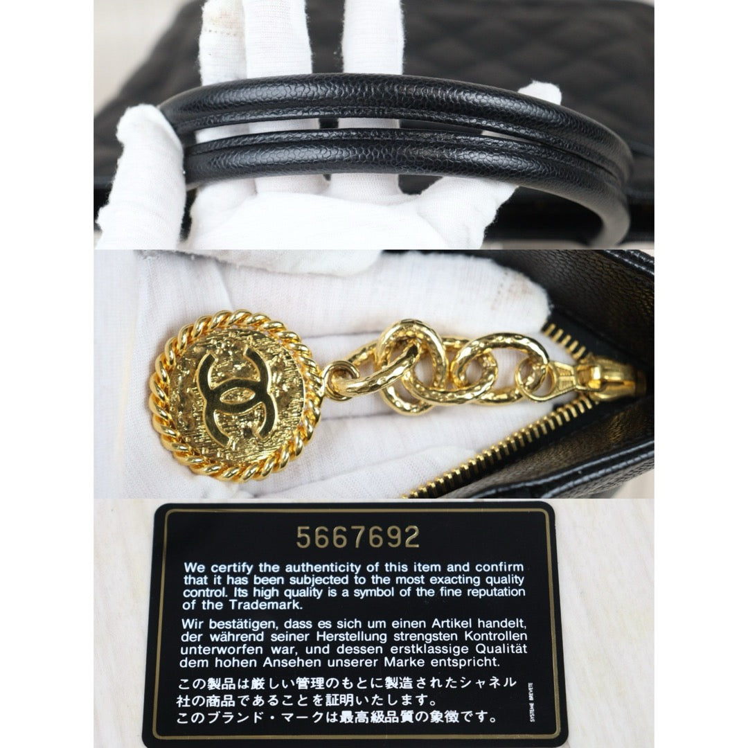Rank AB｜ CHANEL Caviar Skin Leather Calf Leather Tote Bag Black Made In 1997～1999Year｜V24071109