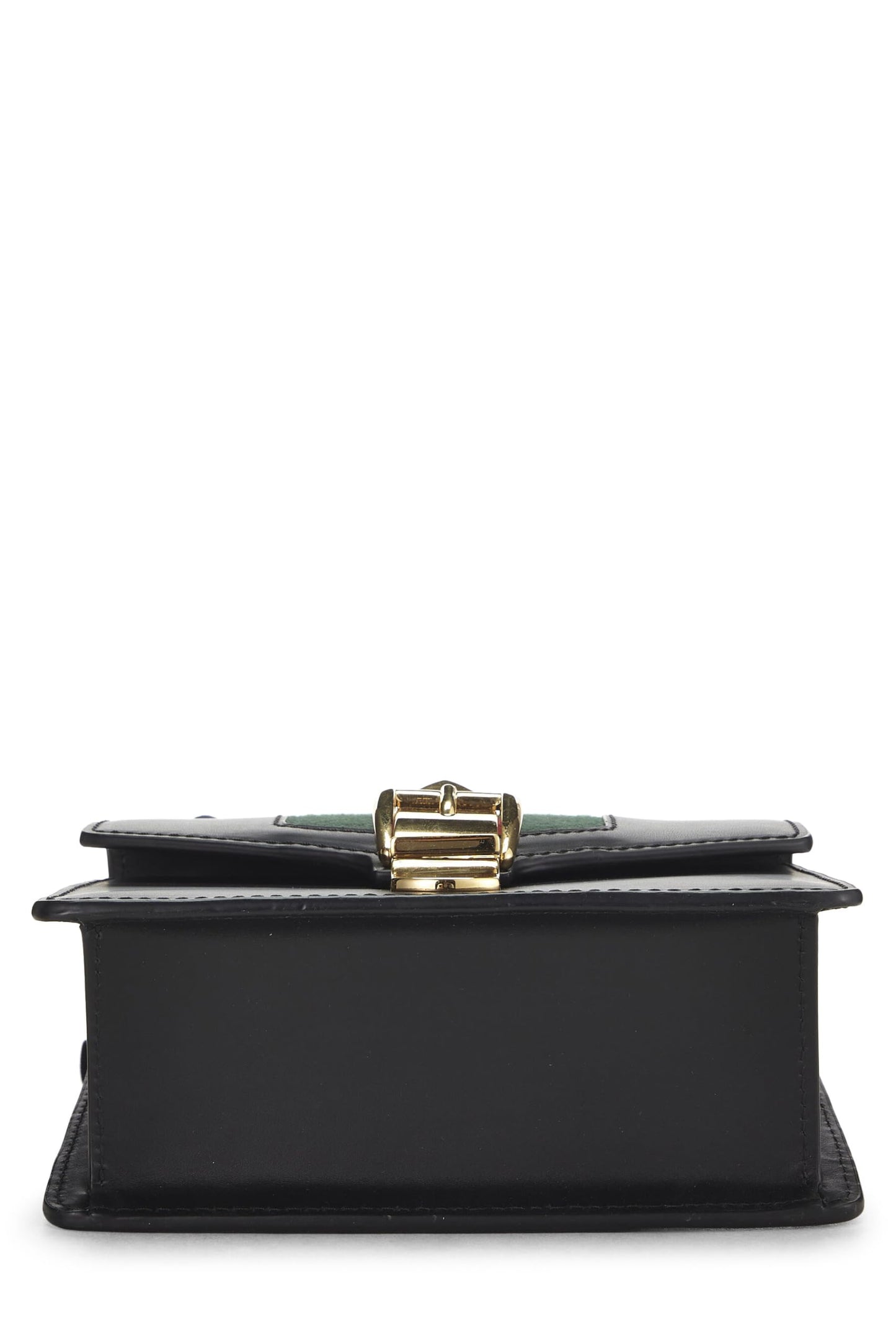Gucci, Black Leather Web Sylvie Chain Bag Mini, Black