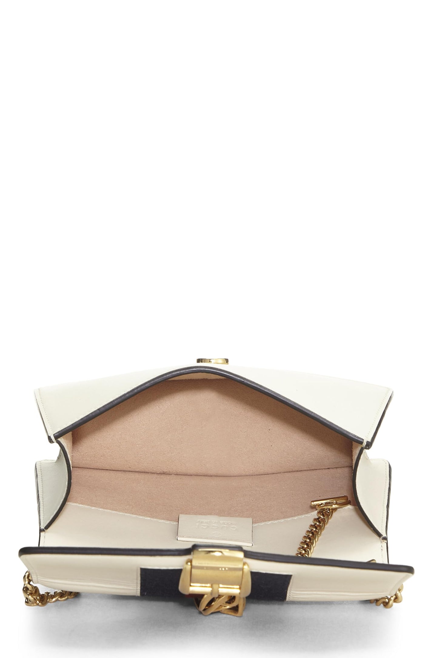 Gucci, White Leather Web Sylvie Chain Mini, White