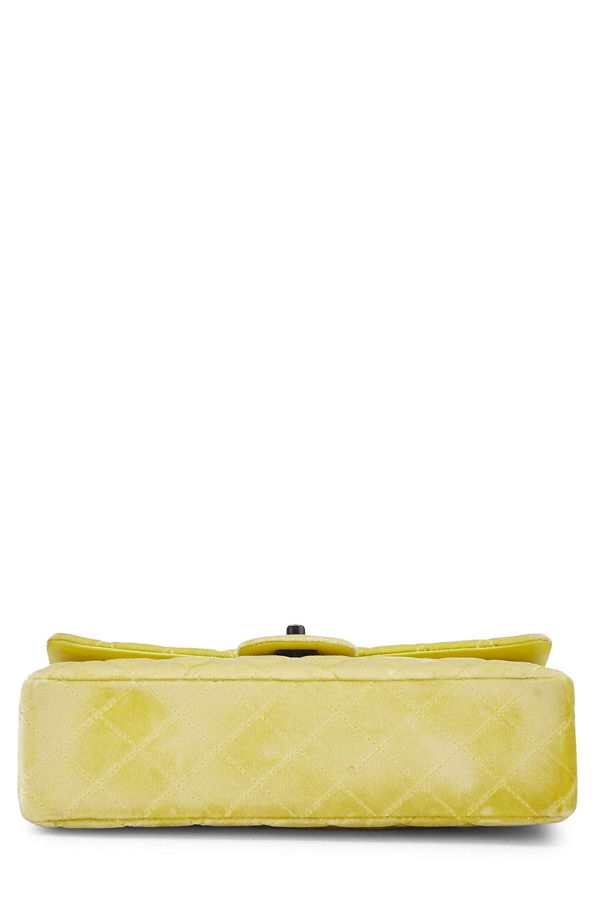 Chanel,  Yellow Quilted Velvet Classic Double Flap Medium, Yellow