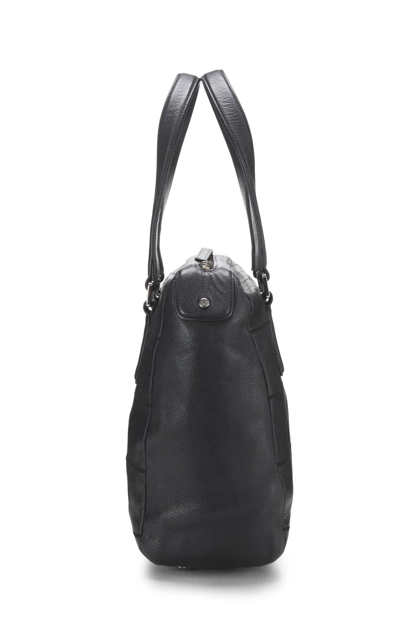 Chanel,  Black Calfskin Chocolate Bar Tote, Black