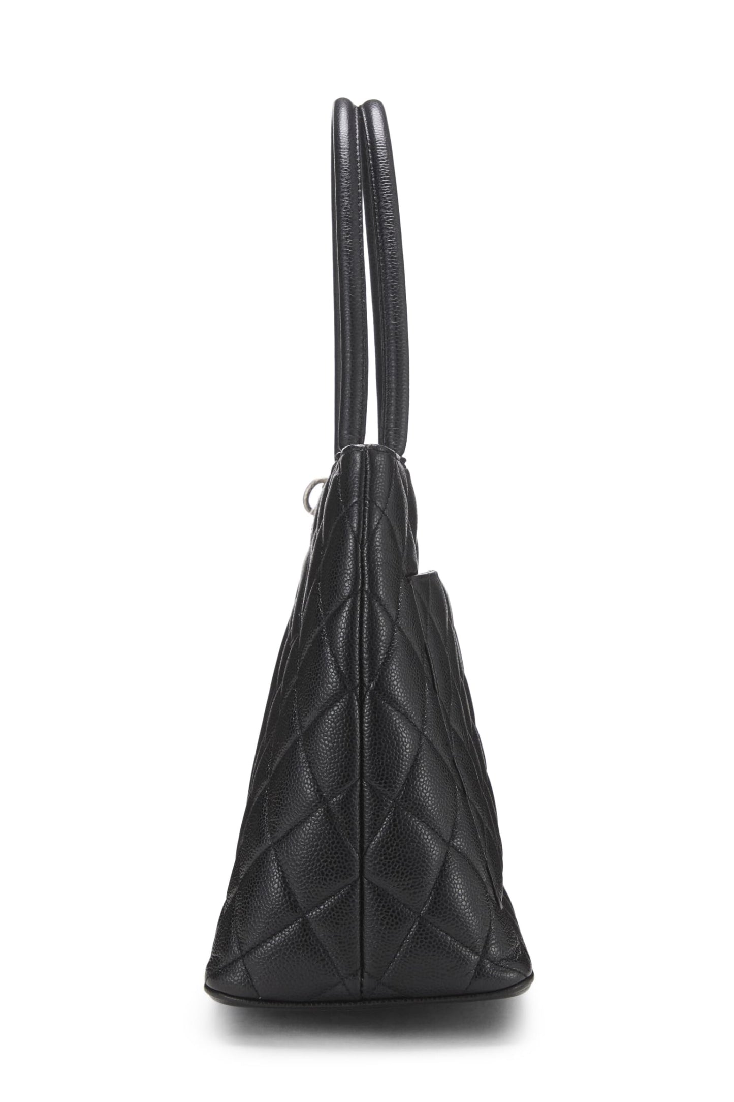 Chanel,  Black Quilted Caviar Medallion Tote, Black