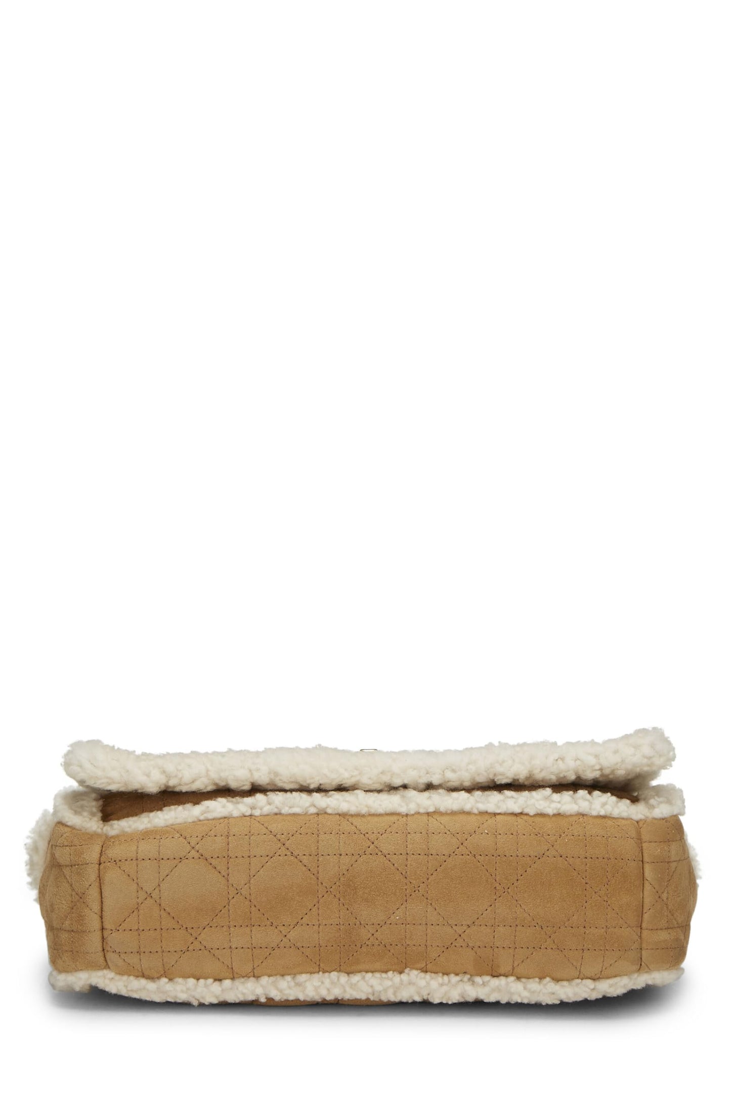 Dior,  Beige Cannage Shearling Caro Bag Medium, Brown