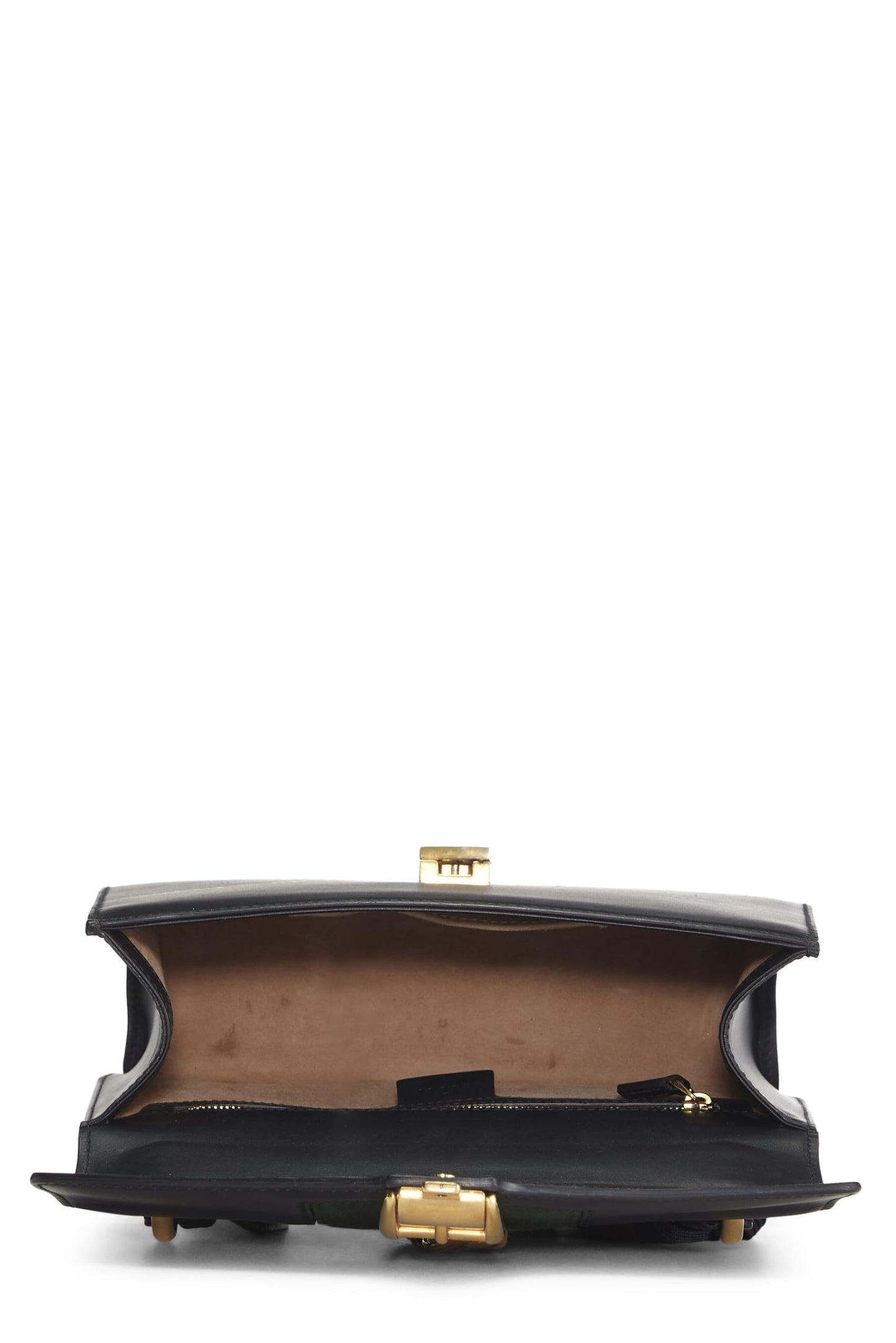 Gucci, Black Leather Web Sylvie Shoulder Small, Black