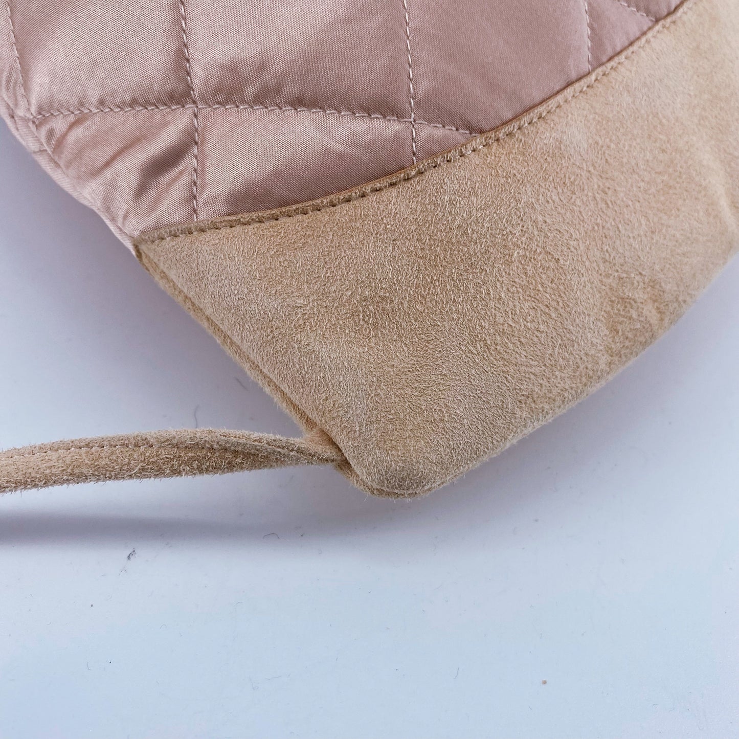 Chanel Vintage Quilted Satin and Suede Drawstring Backpack