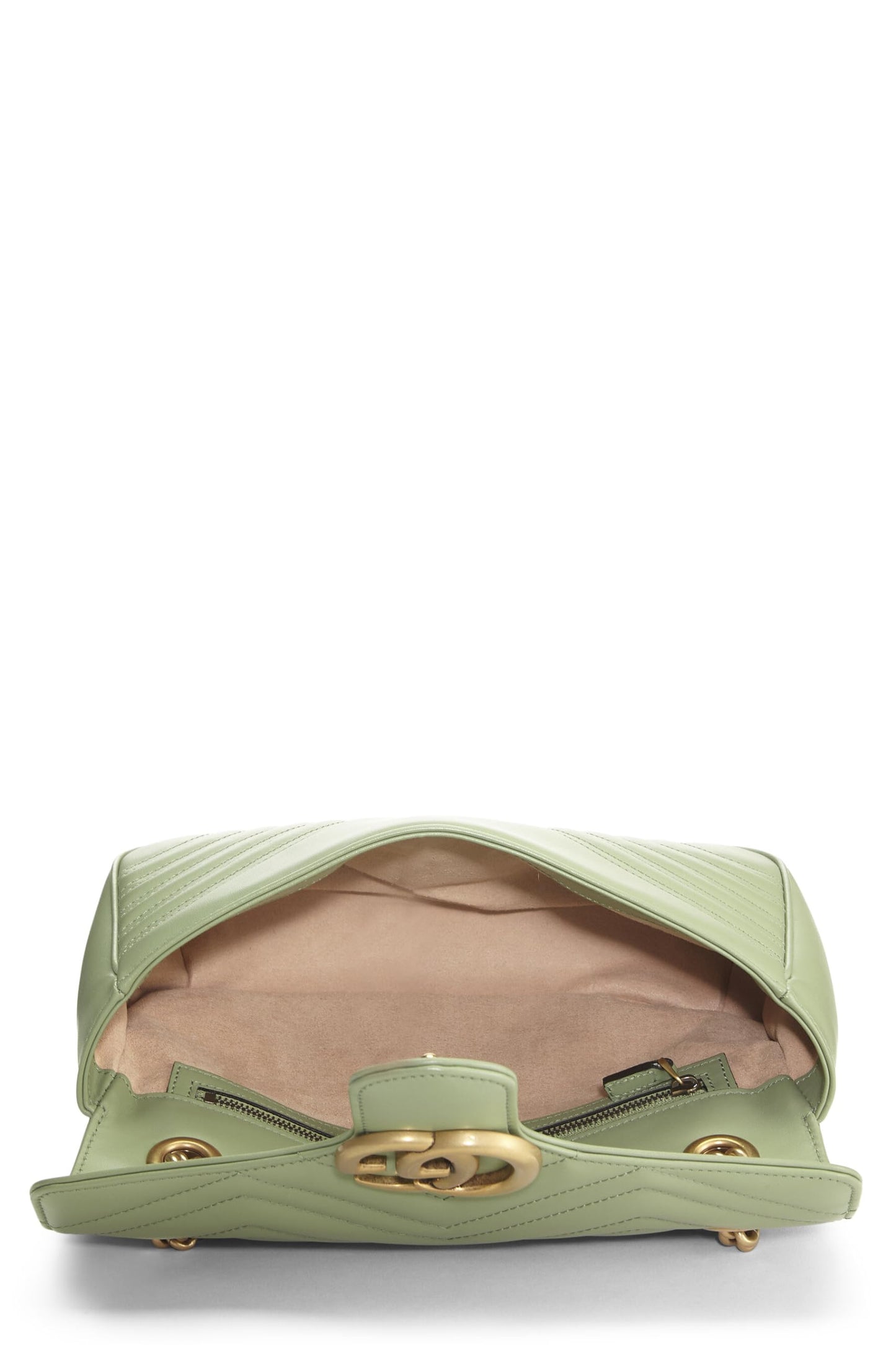 Gucci, Green Leather Torchon GG Marmont Shoulder Bag Small, Green