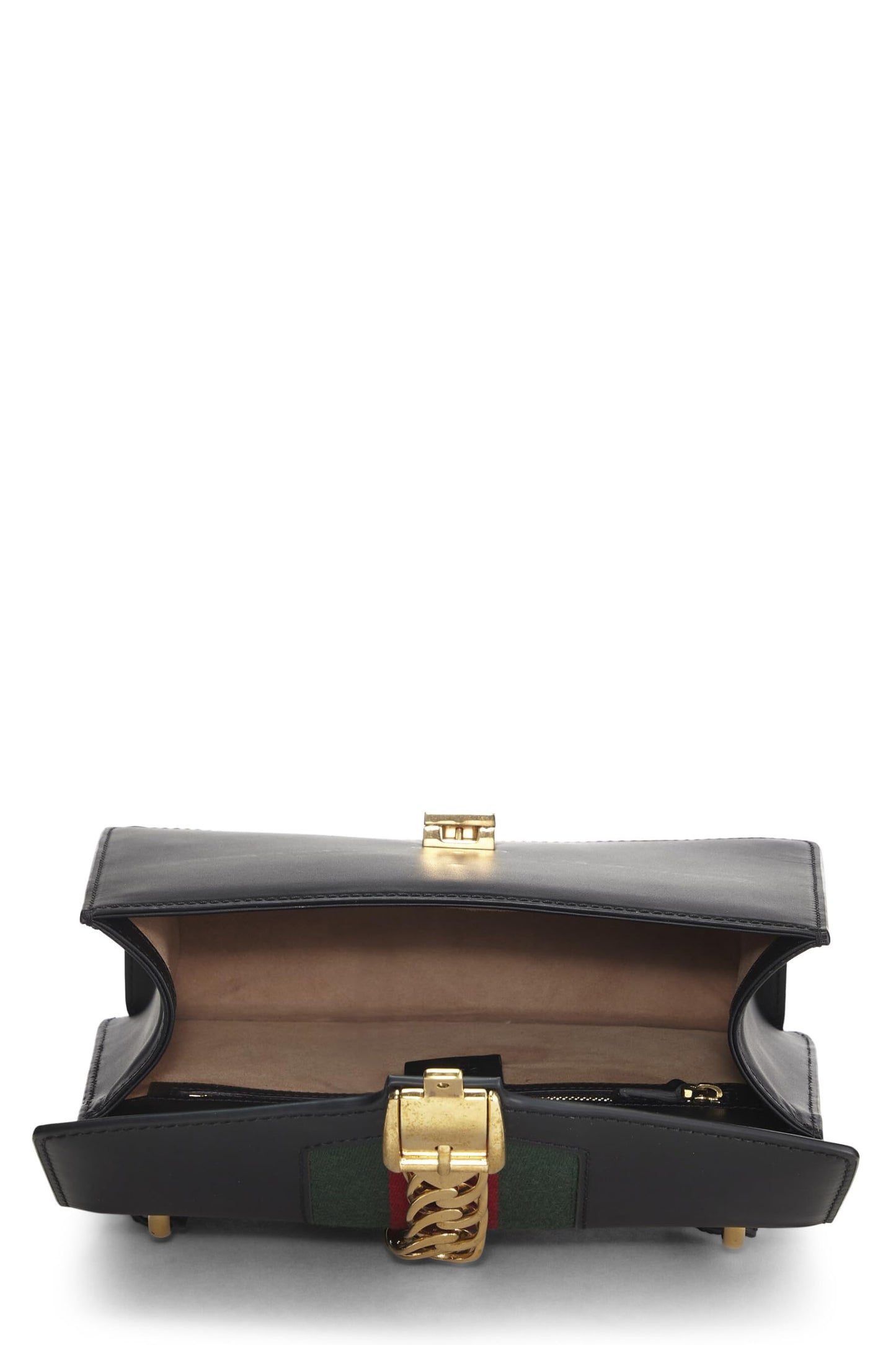 Gucci, Black Leather Web Sylvie Shoulder Small, Black