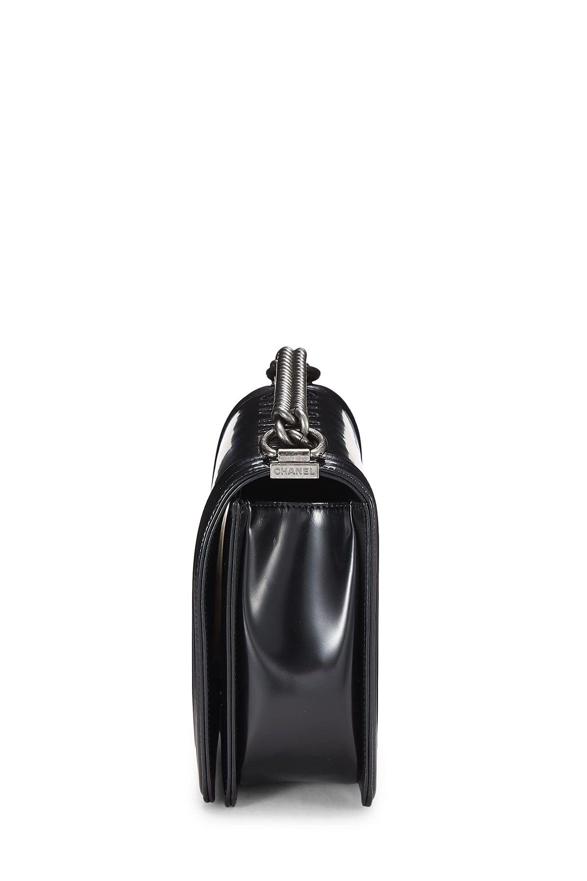 Chanel,  Black Calfskin Reverso Boy Bag Large, Black