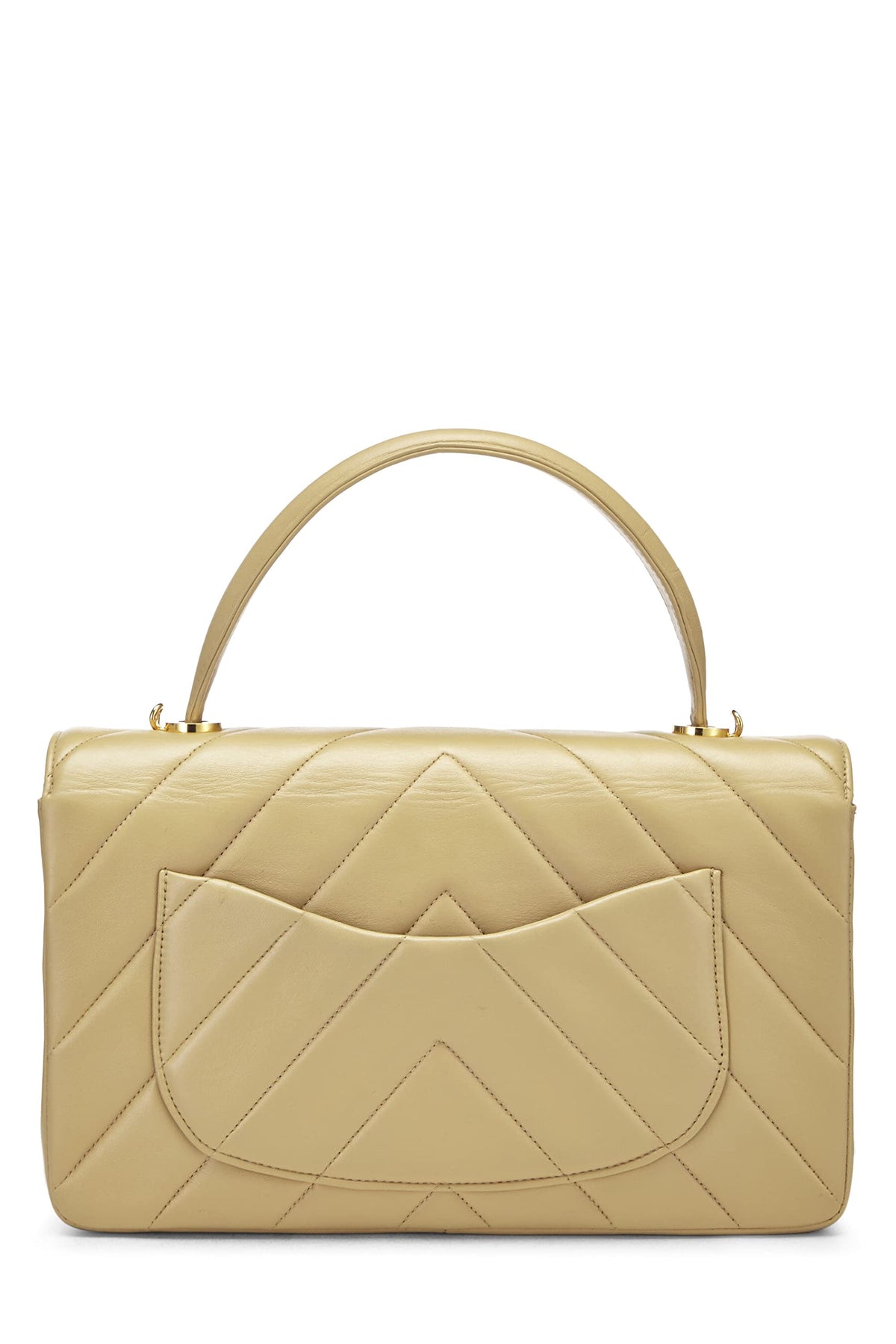 Chanel,  Beige Chevron Lambskin Top Handle Bag, Beige