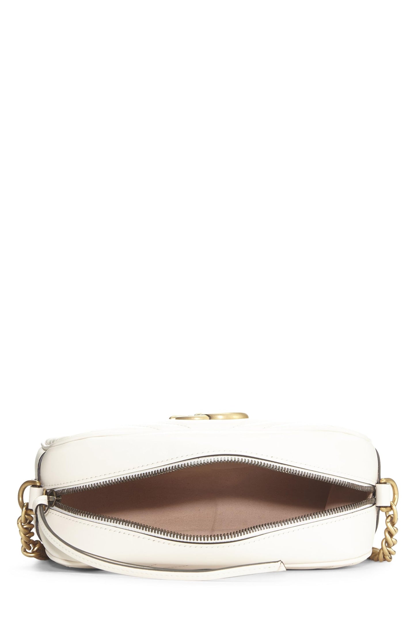 Gucci, White Leather GG Marmont Crossbody Small, White