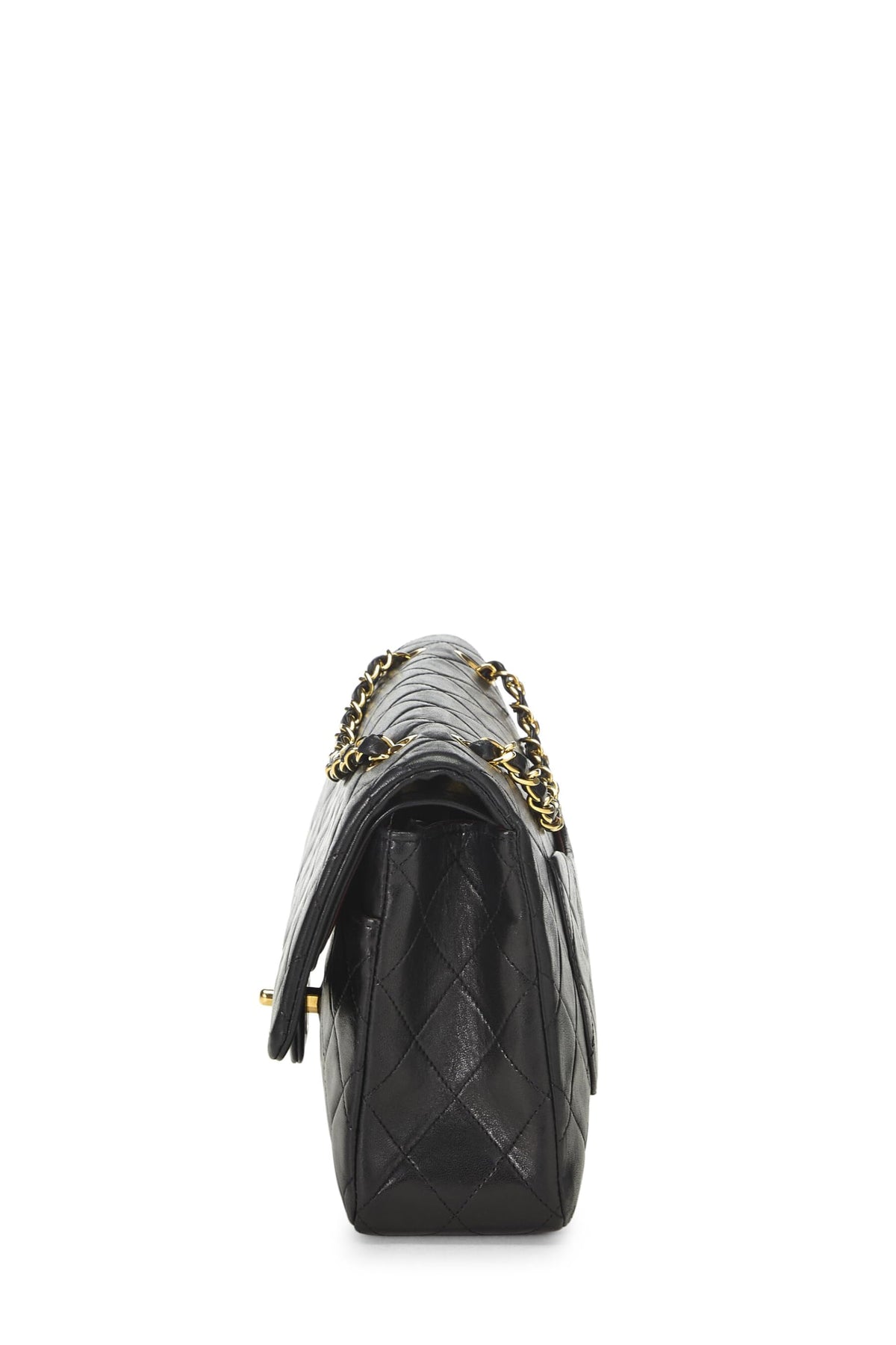 Chanel,  Black Quilted Lambskin Classic Double Flap Medium, Black