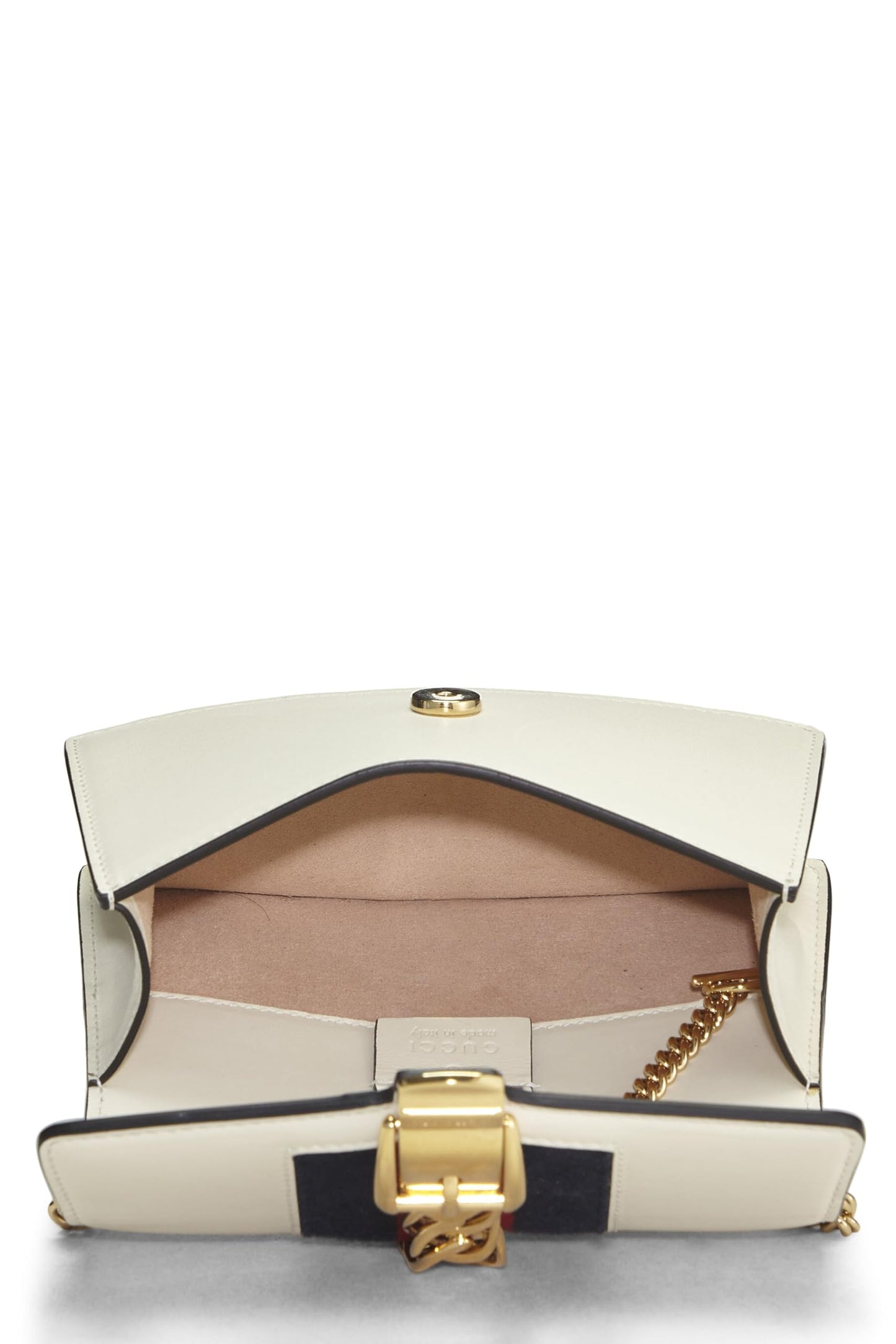 Gucci, White Leather Sylvie Chain Bag, White