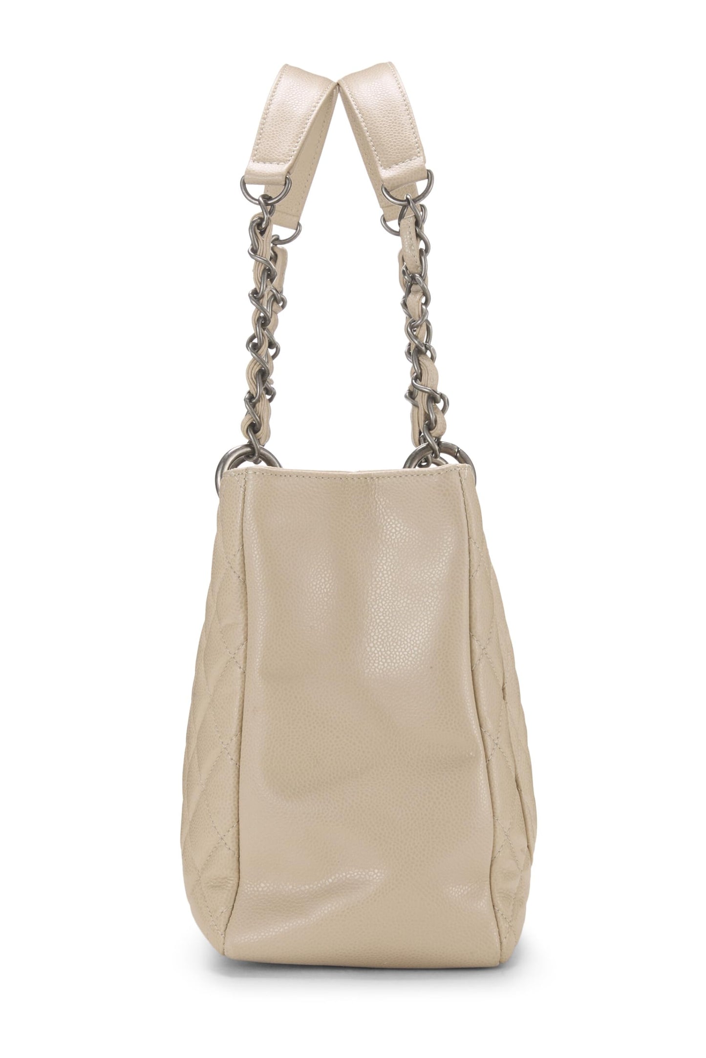 Chanel,  Beige Quilted Caviar Grand Shopping Tote (GST), Beige