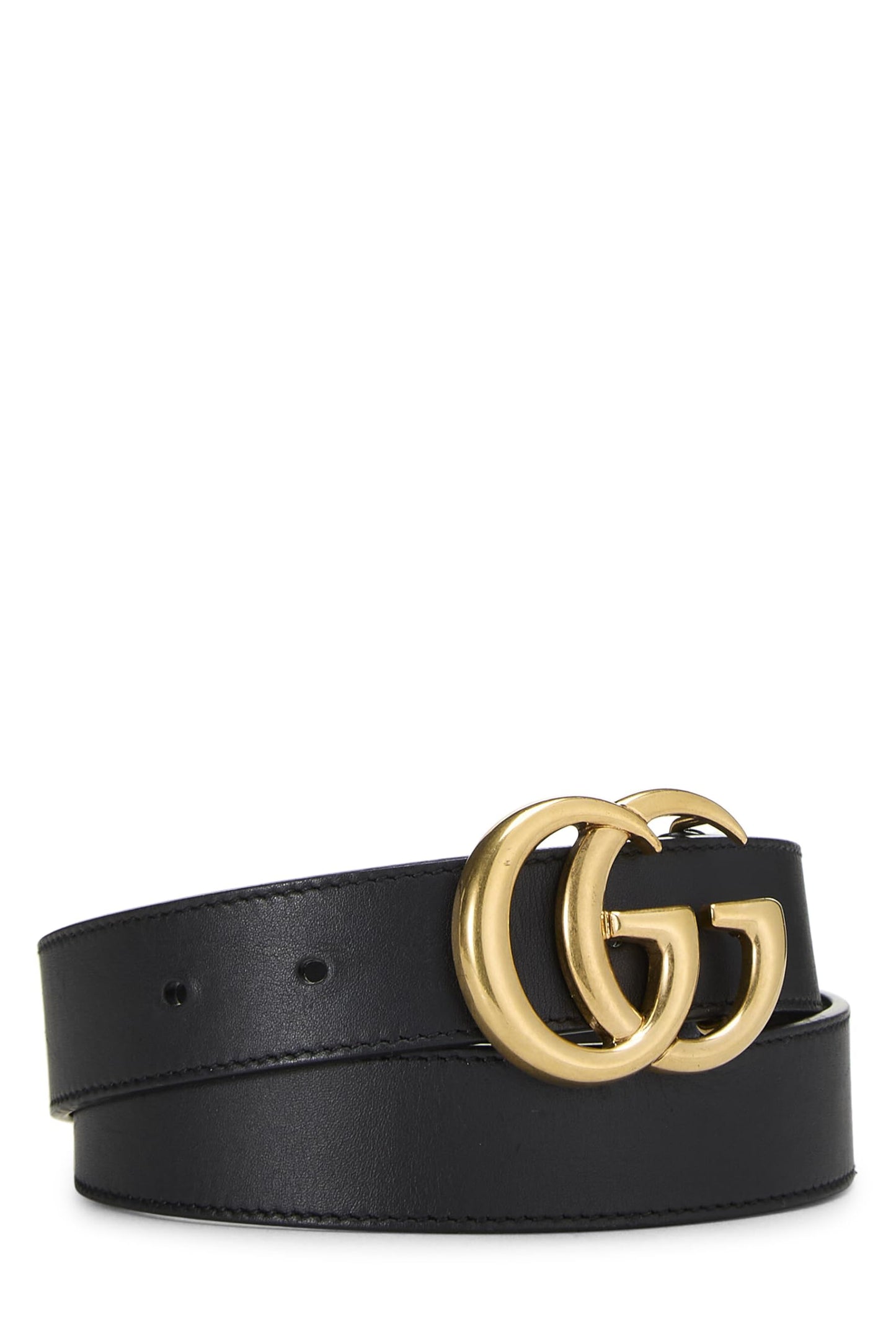 Gucci, Black Leather GG Marmont Belt, Black