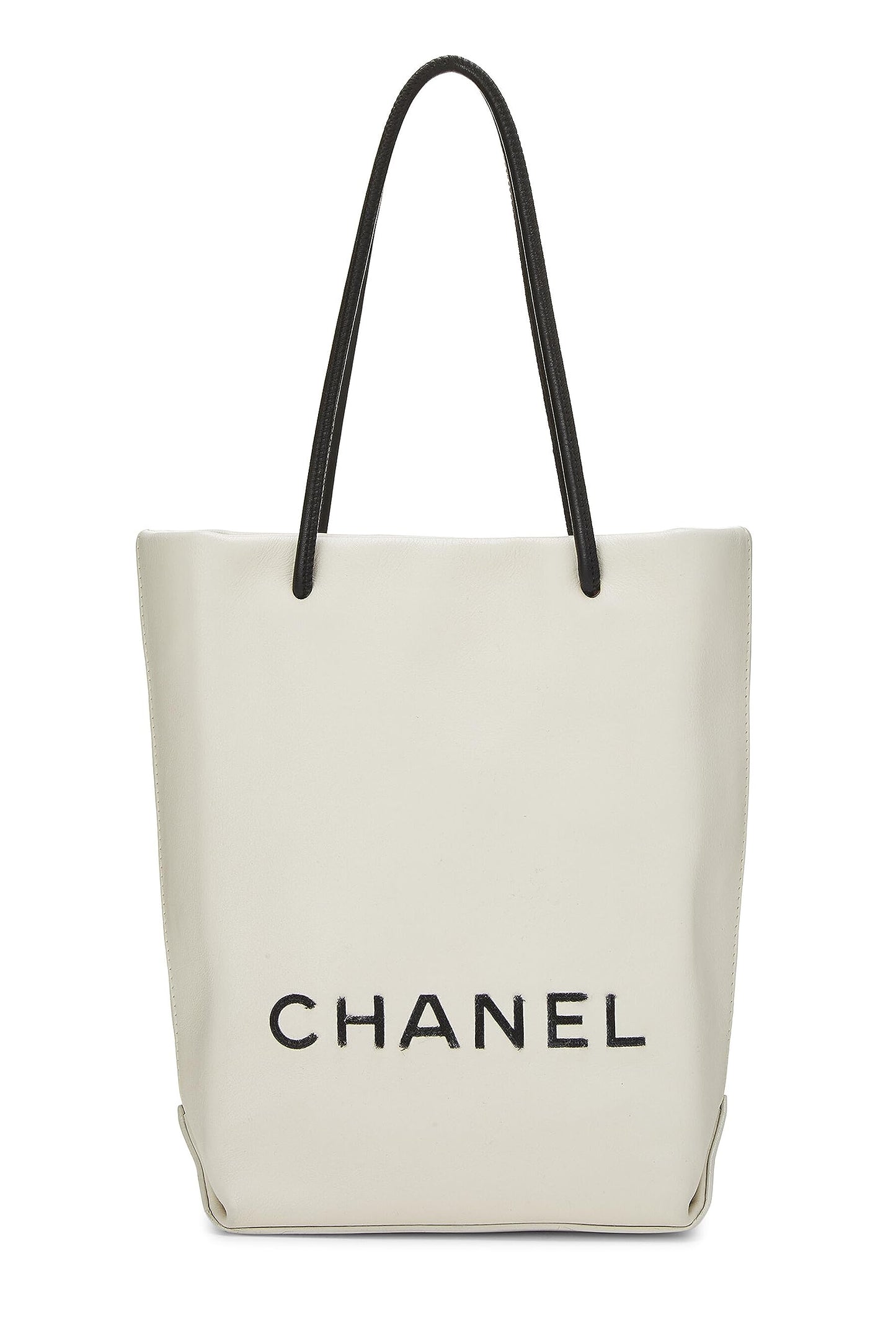 Chanel,  White Leather Essential Rue Cambon Shopping Tote Small, White