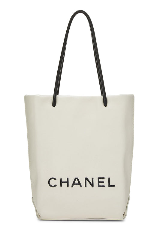 Chanel,  White Leather Essential Rue Cambon Shopping Tote Small, White