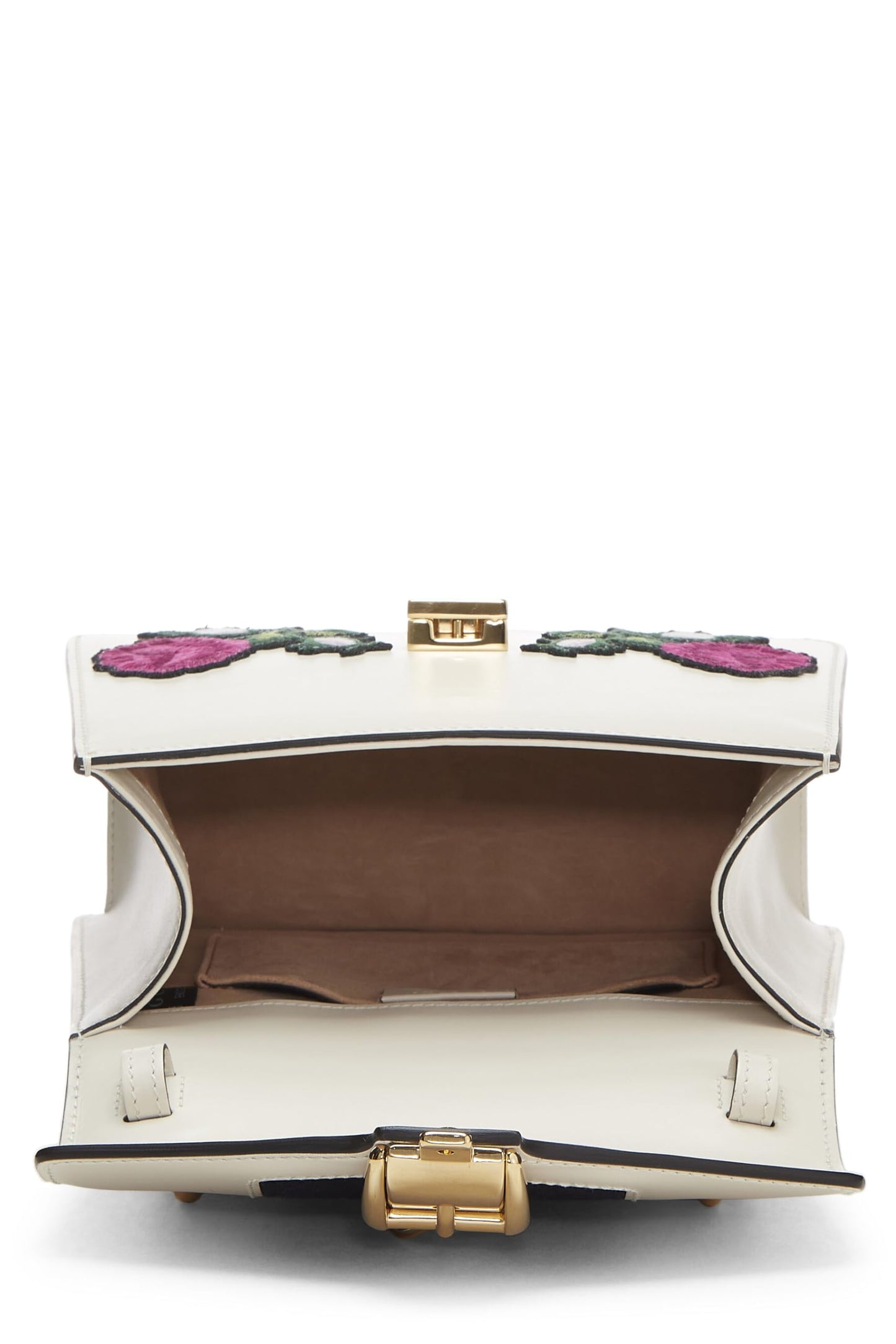 Gucci, White Embroidered Leather Web Sylvie, White