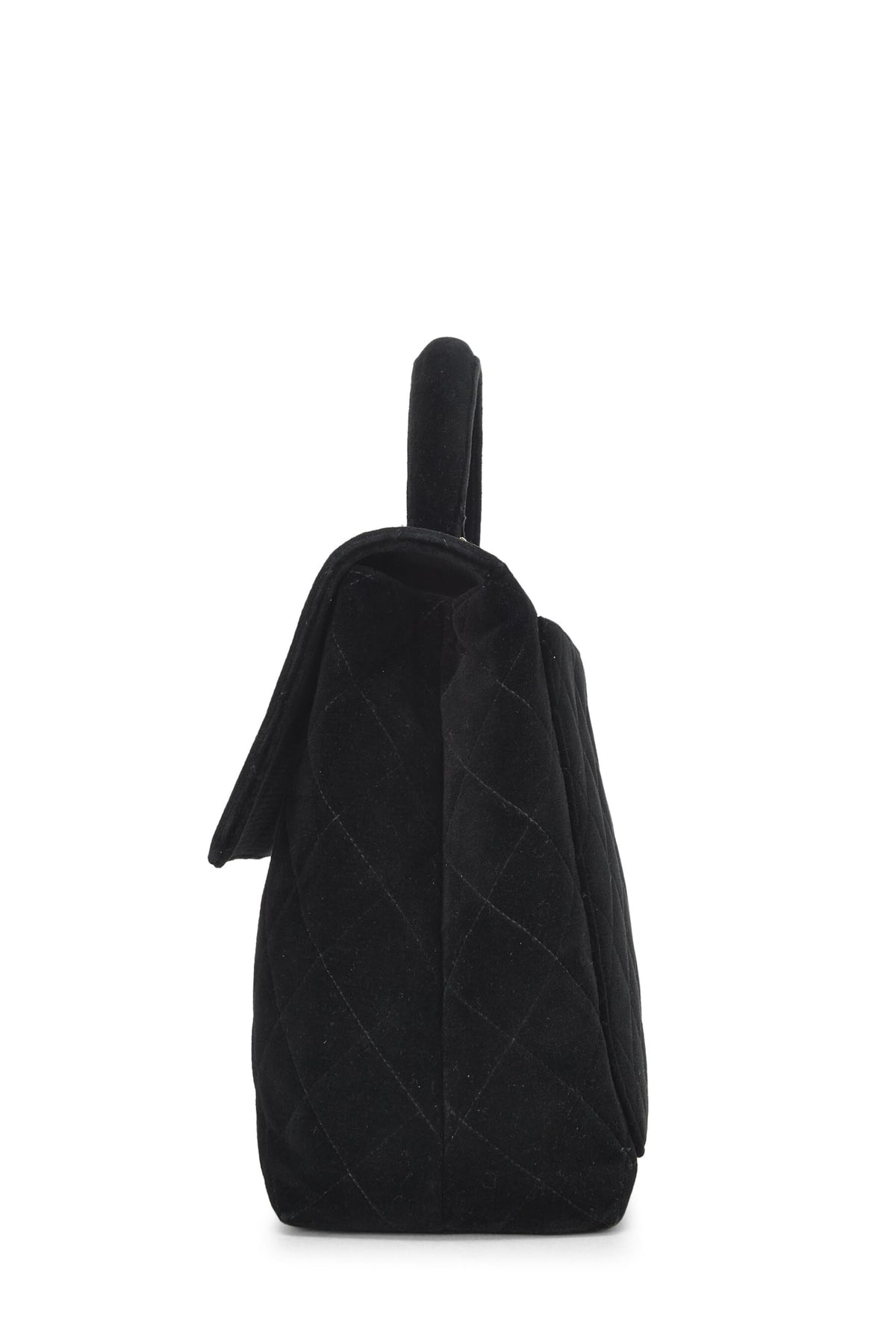 Chanel,  Black Quilted Velvet Kelly, Black