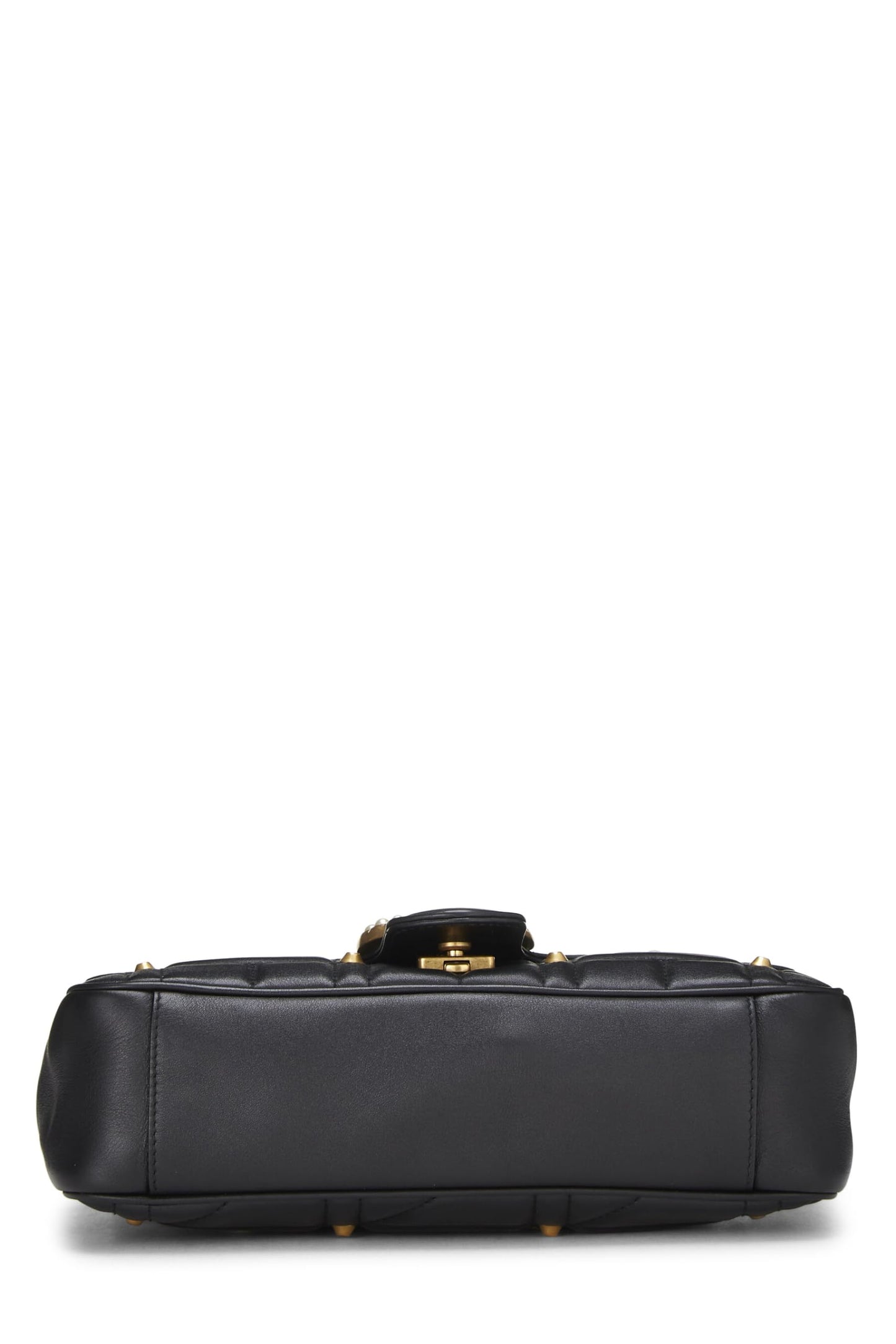 Gucci, Black Leather & Faux Pearl GG Marmont Shoulder Bag Small, Black