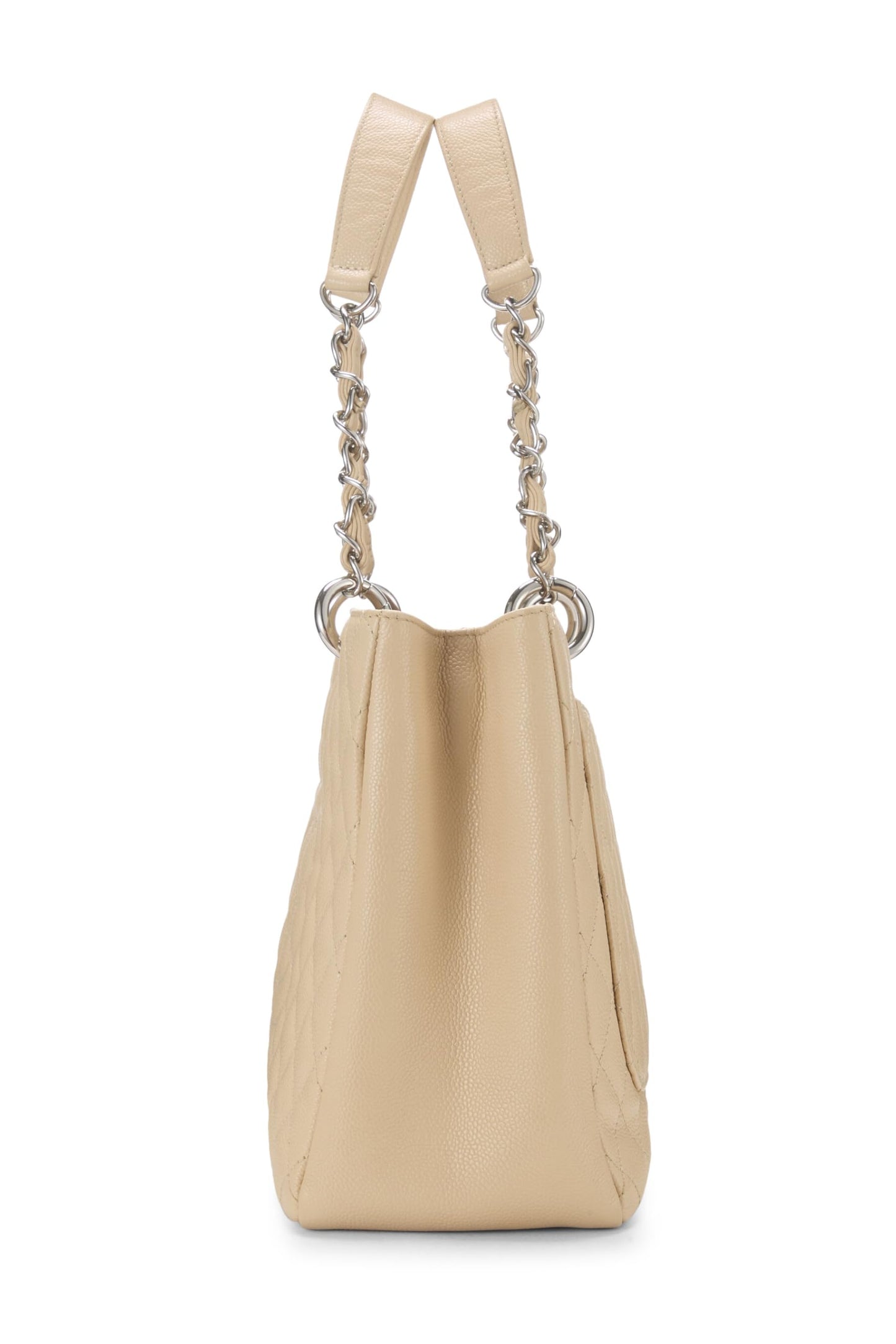 Chanel,  Beige Quilted Caviar Grand Shopping Tote (GST), Beige