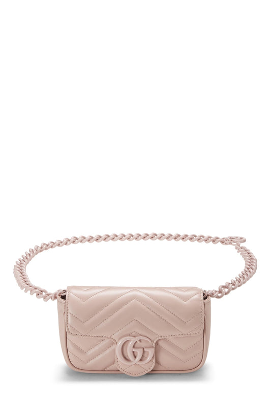 Gucci, Pink Chevron Leather GG Marmont Belt Bag, Pink