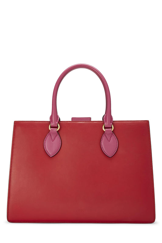 Gucci, Pink & Red Leather Top Handle Tote, Multi