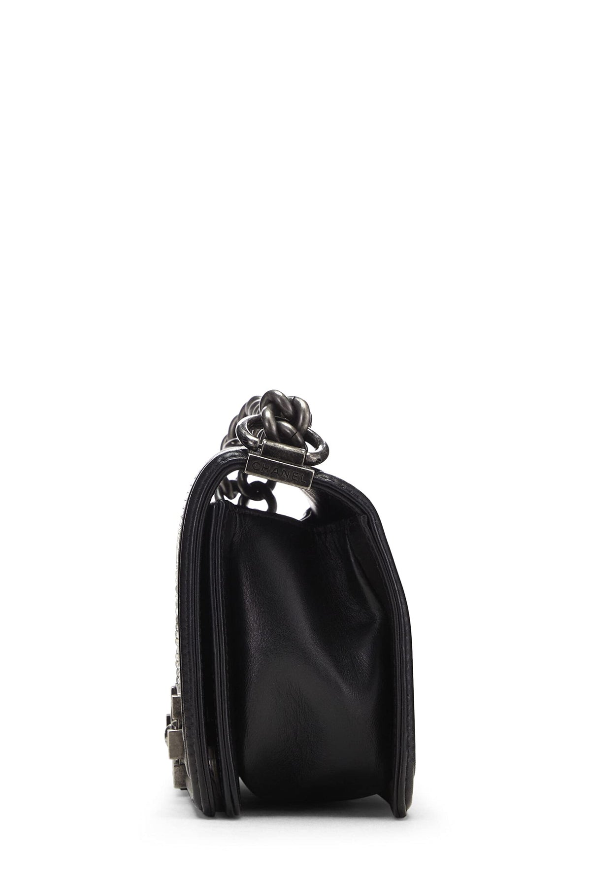 Chanel,  Black Embellished Swarovski Crystal Boy Bag Small, Black
