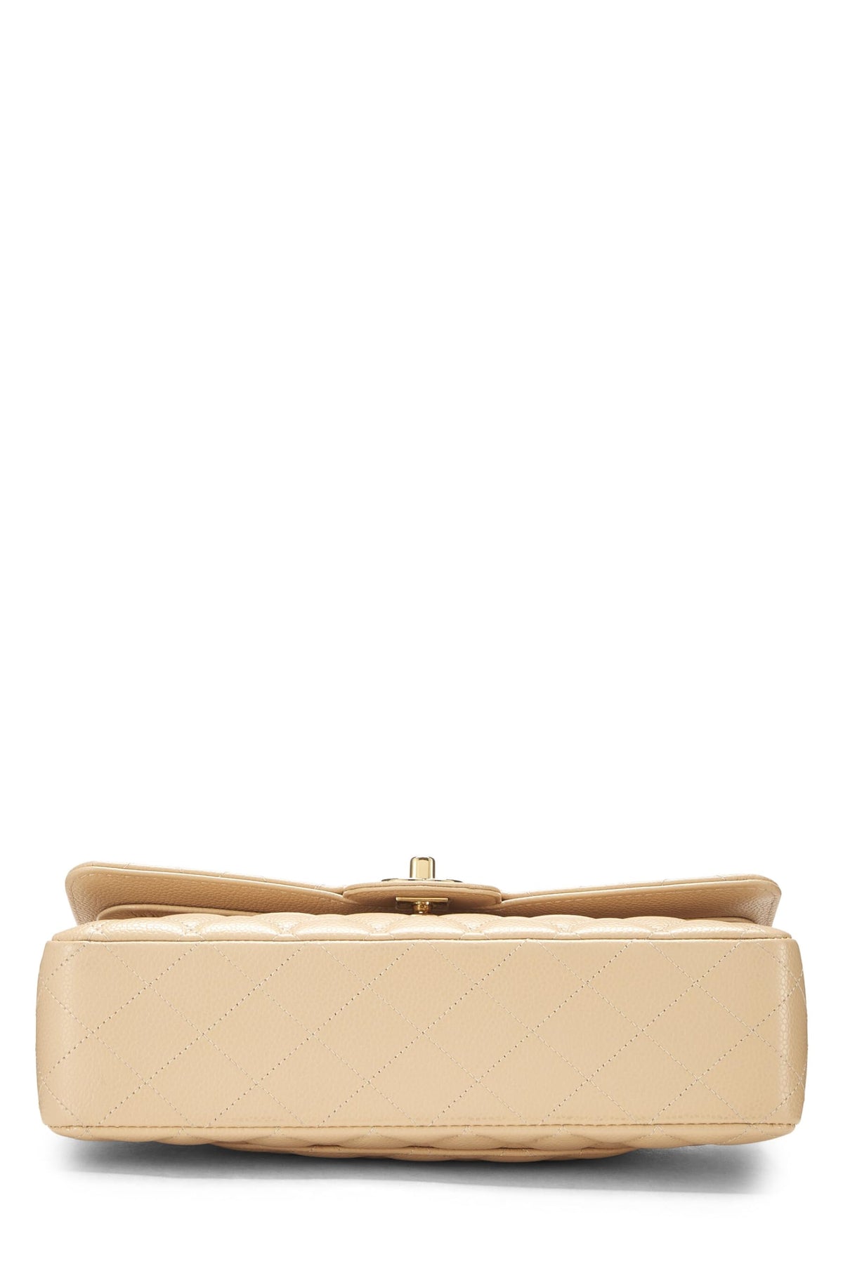 Chanel,  Beige Quilted Caviar Classic Double Flap Medium, Beige