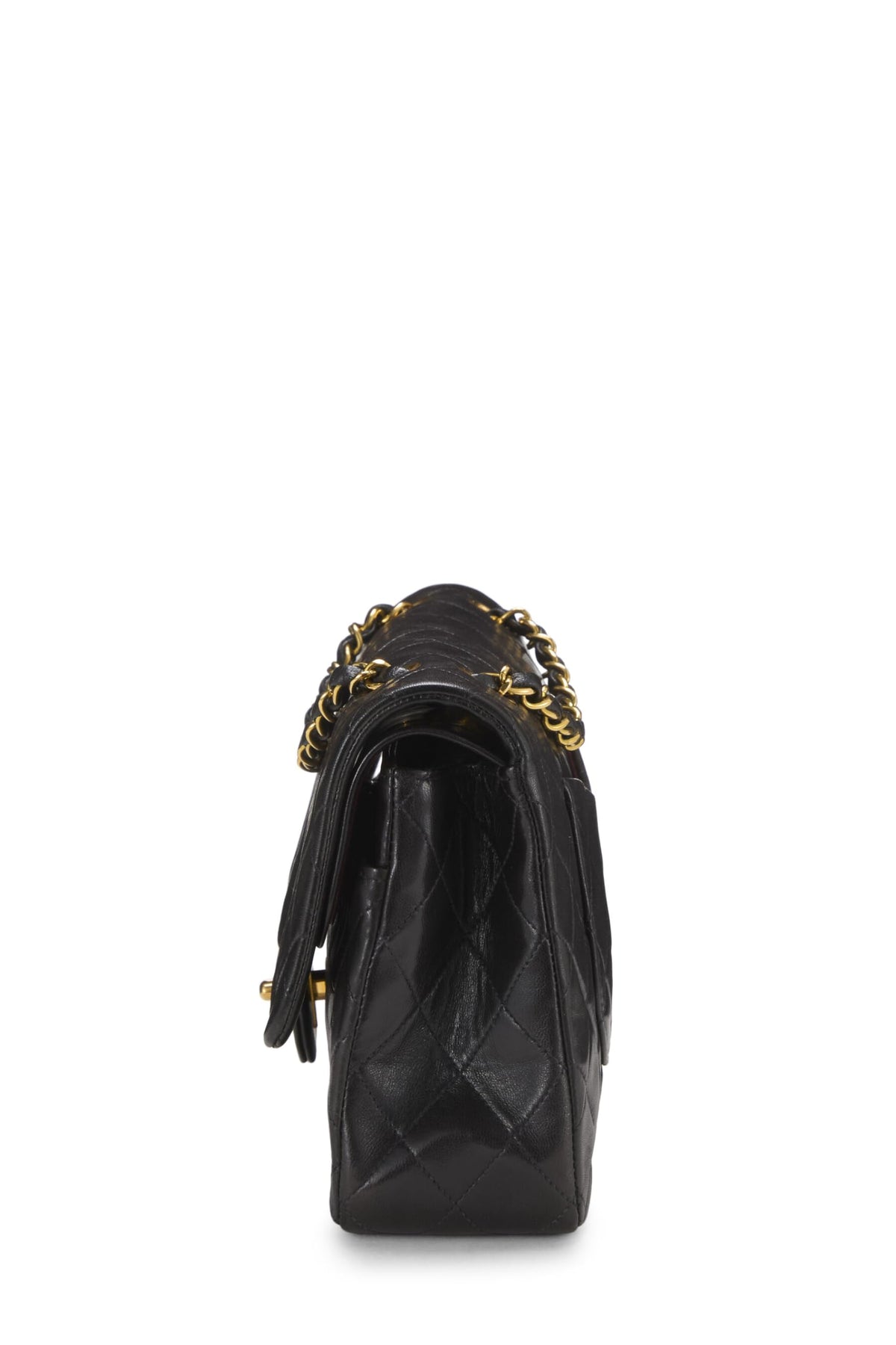 Chanel,  Black Quilted Lambskin Classic Double Flap Medium, Black