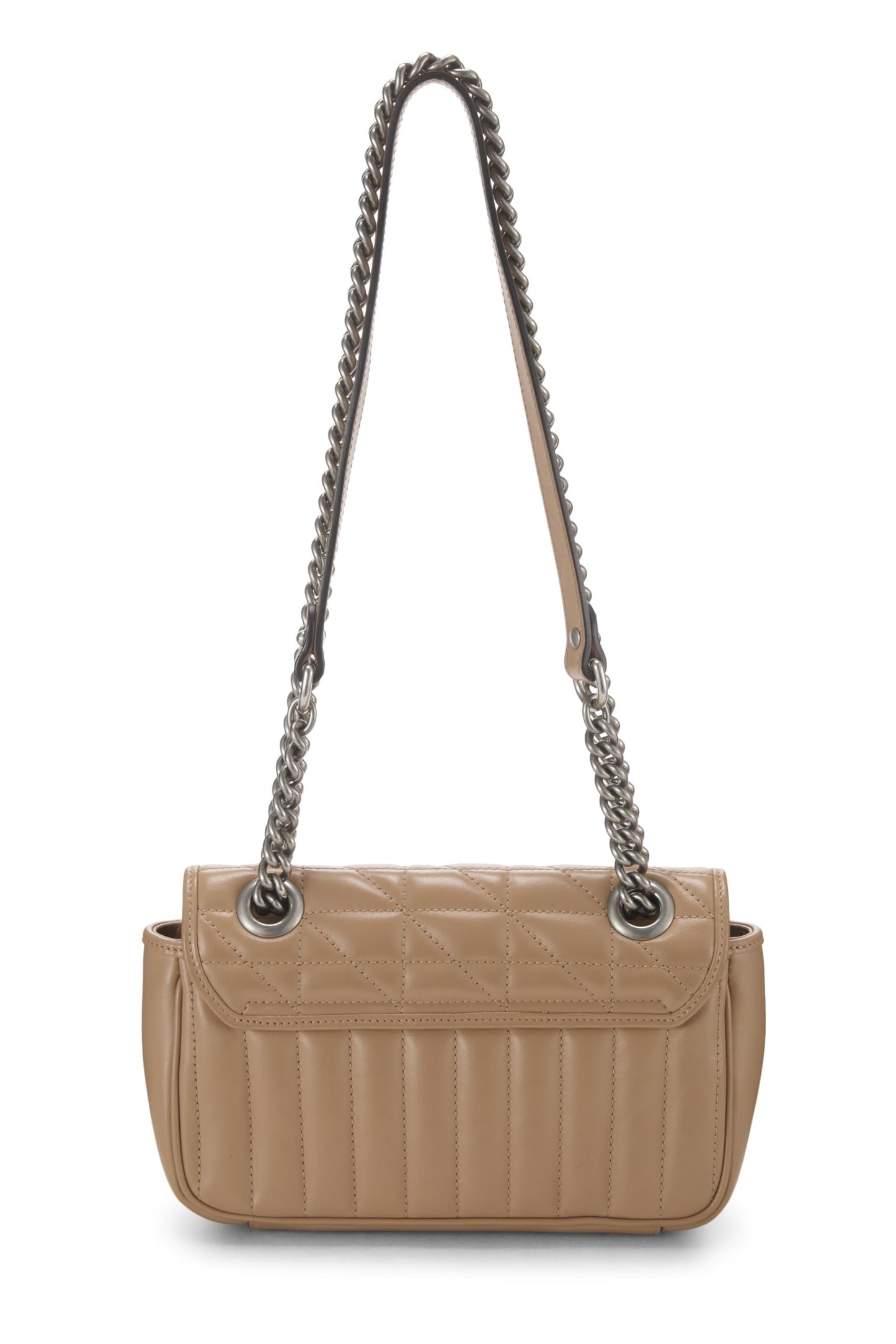 Gucci, Beige Leather Marmont Matelassé Shoulder Bag, Brown