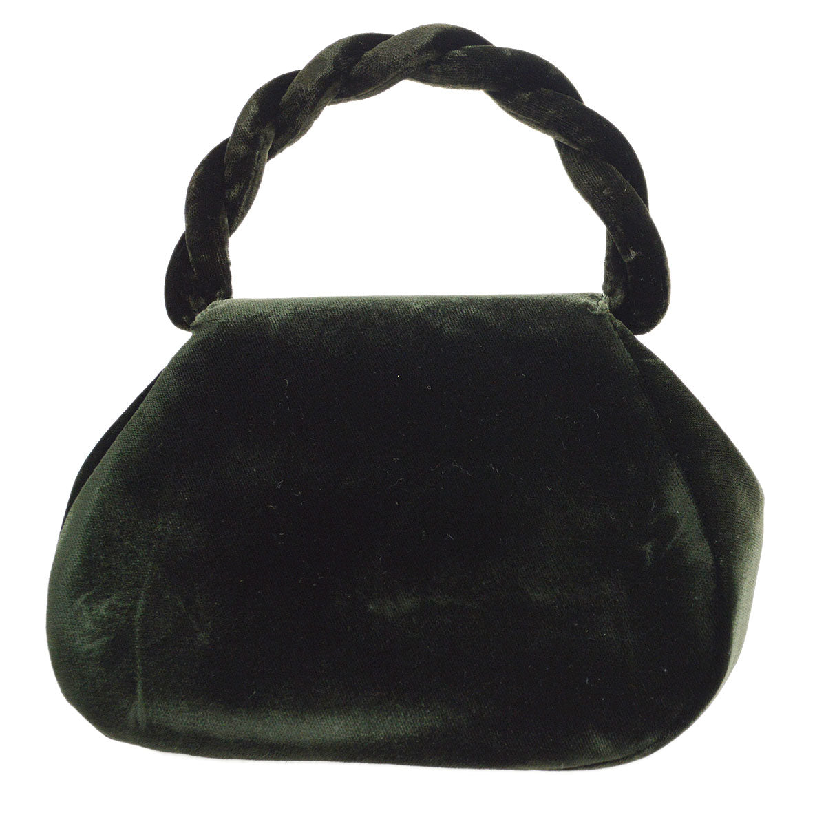 CHANEL * 1994-1996 Top Handle Bag Dark Green Velvet