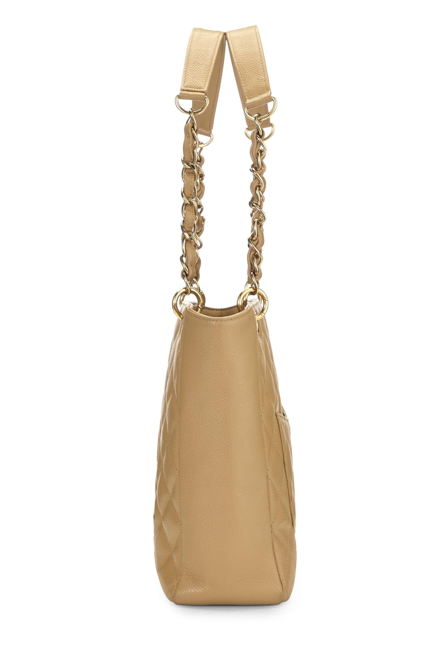 Chanel,  Beige Quilted Caviar Petite Shopping Tote (PST), Beige