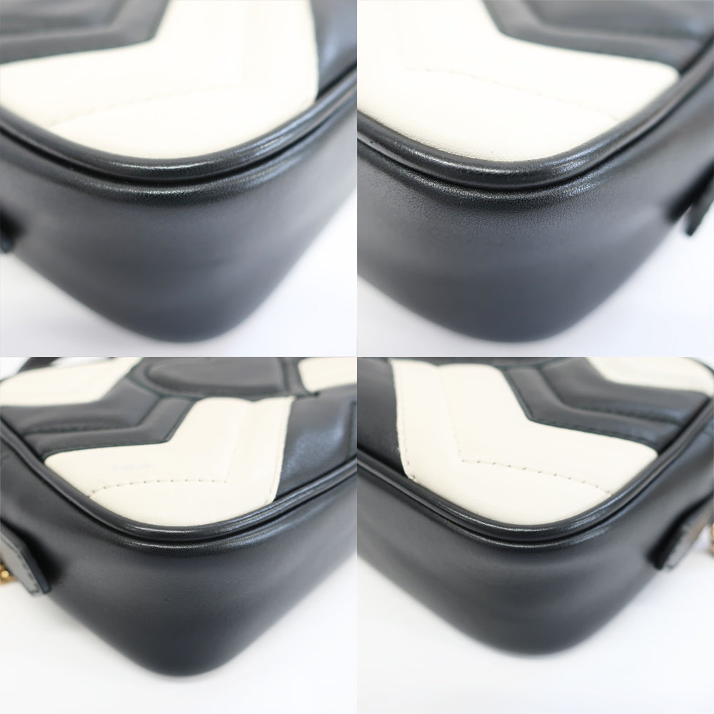 Gucci 448065 Chain Shoulder GG Logo White Black G  Leather Bag  Gucci 448065 Chain Shoulder Gucci White Black Gold Tools