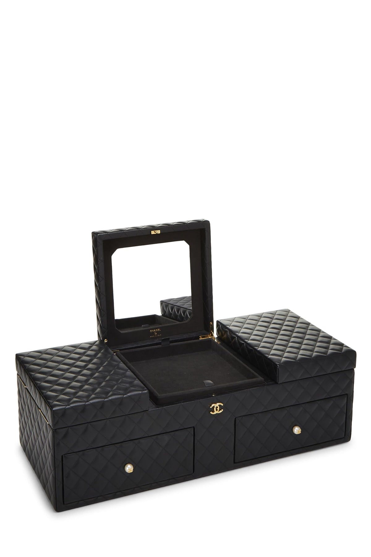 Chanel,  Black Quilted Lambskin Jewelry Chest Large, Black