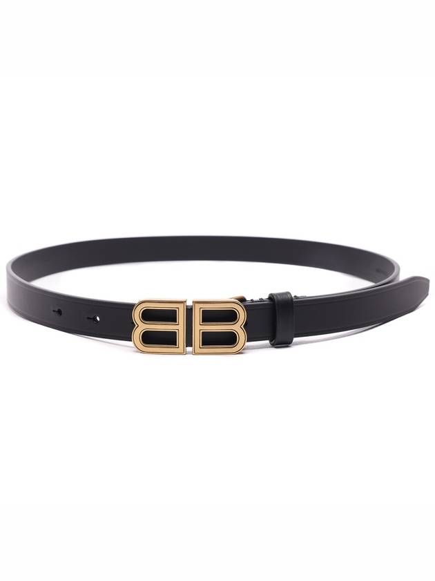 Luxury Balenciaga  Hourglass Thin Leather Belt Black