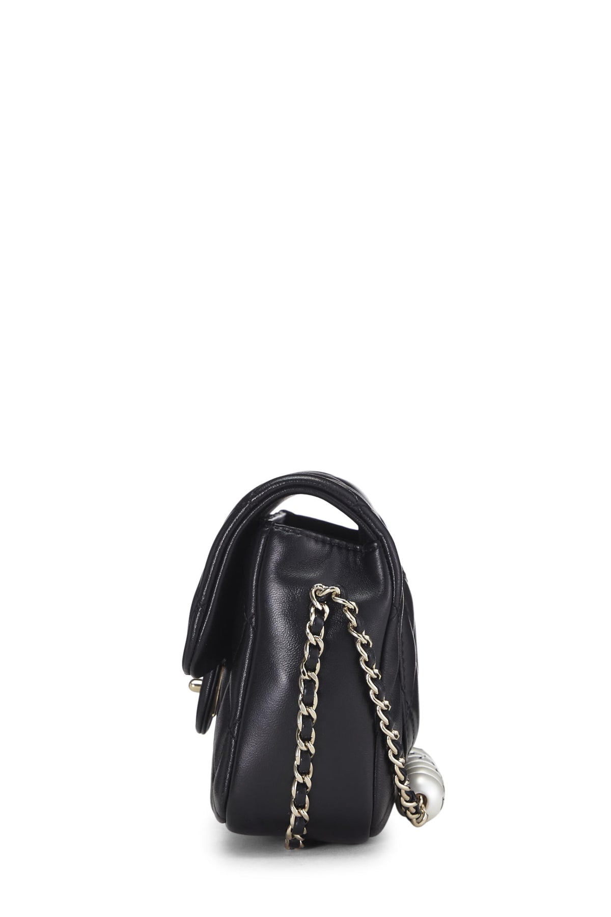 Chanel,  Black Lambskin My Precious Pearls Flap Bag Small, Black