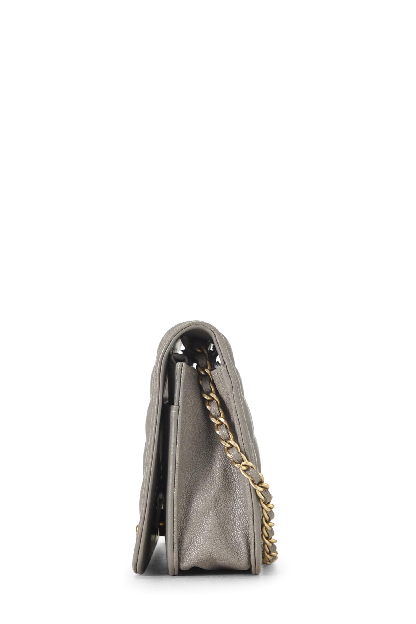Chanel,  Grey Caviar Boy Wallet on Chain (WOC), Grey