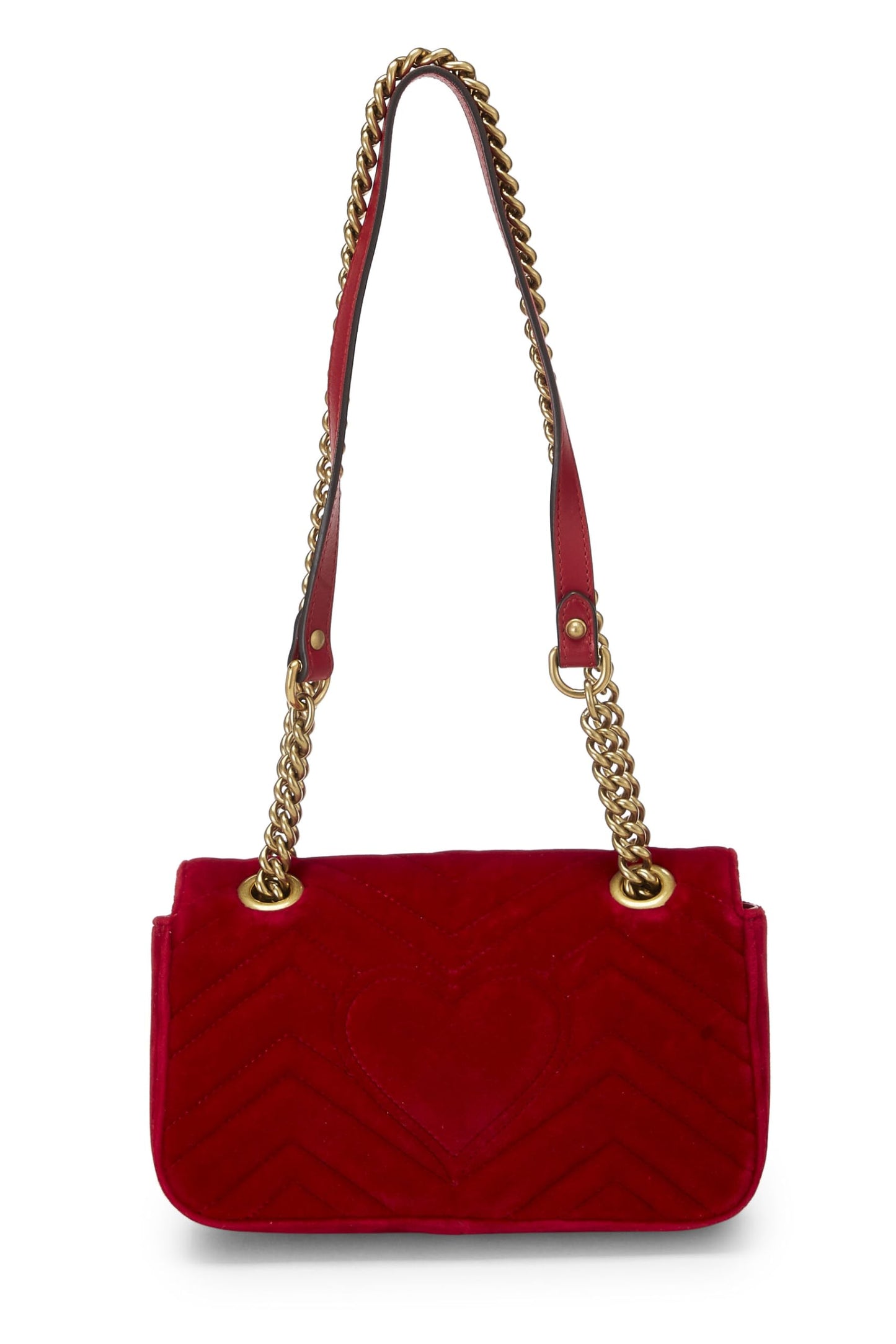 Gucci, Red Velvet GG Marmont Shoulder Bag Mini, Red