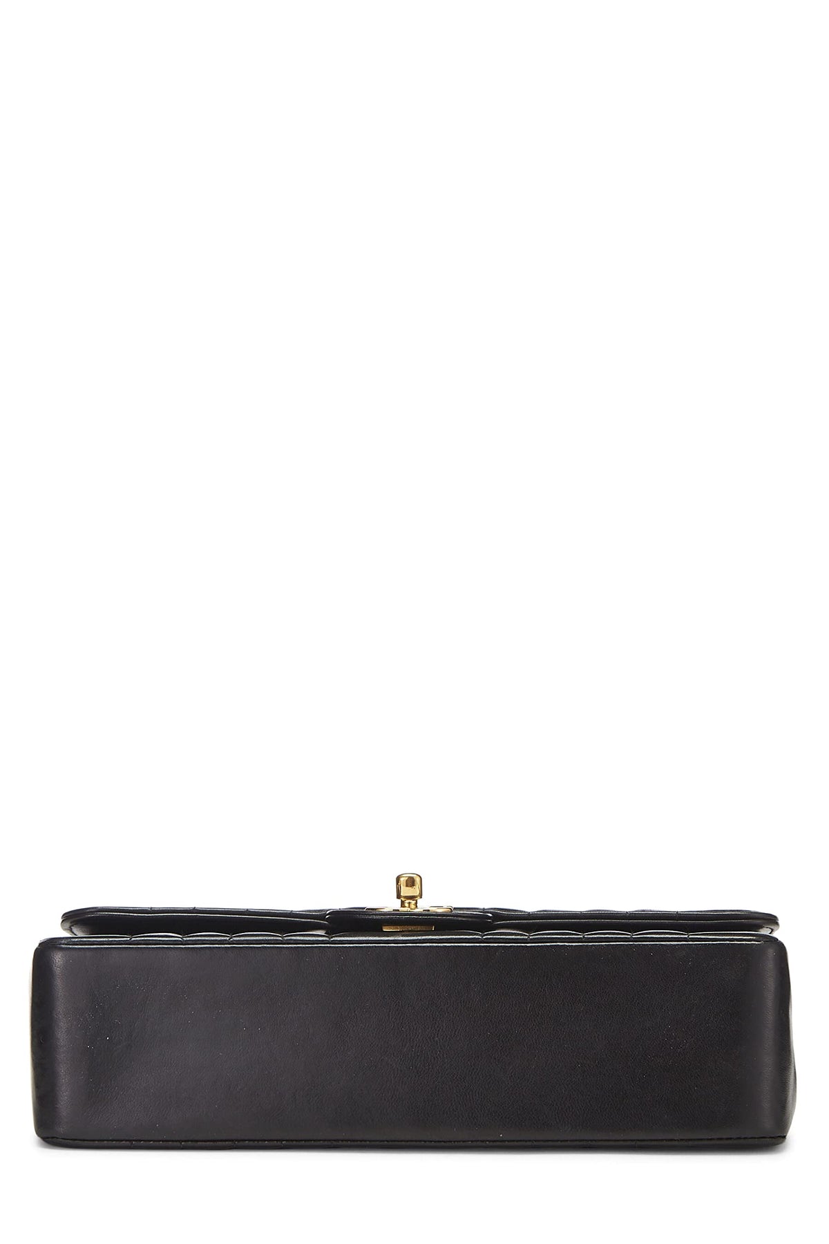 Chanel,  Black Vertical Lambskin Half Flap Medium, Black
