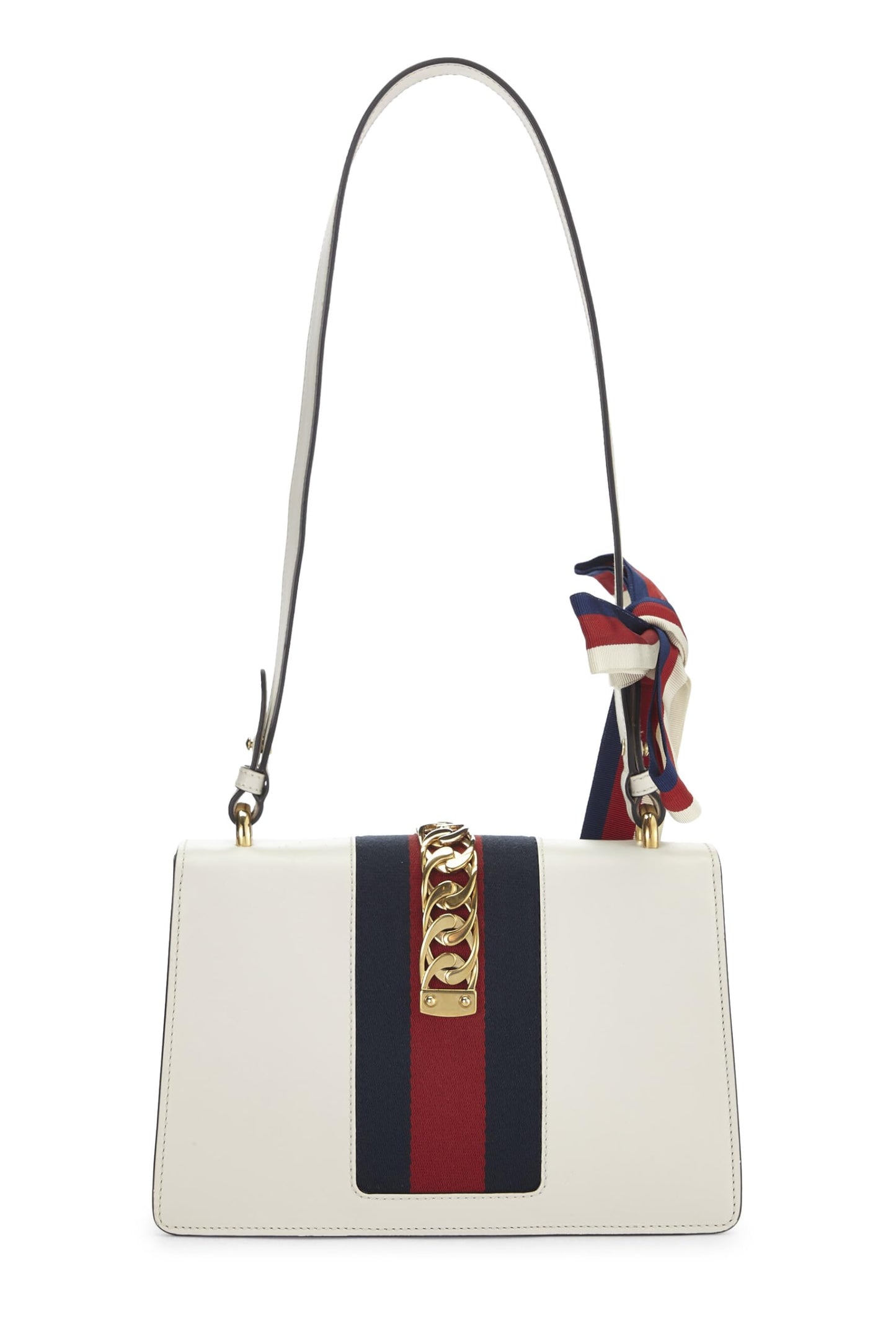 Gucci, White Leather Sylvie Shoulder Bag, White