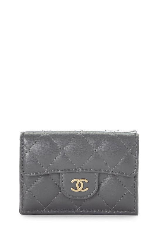 Chanel,  Grey Quilted Calfskin 'CC' Compact Wallet, Grey