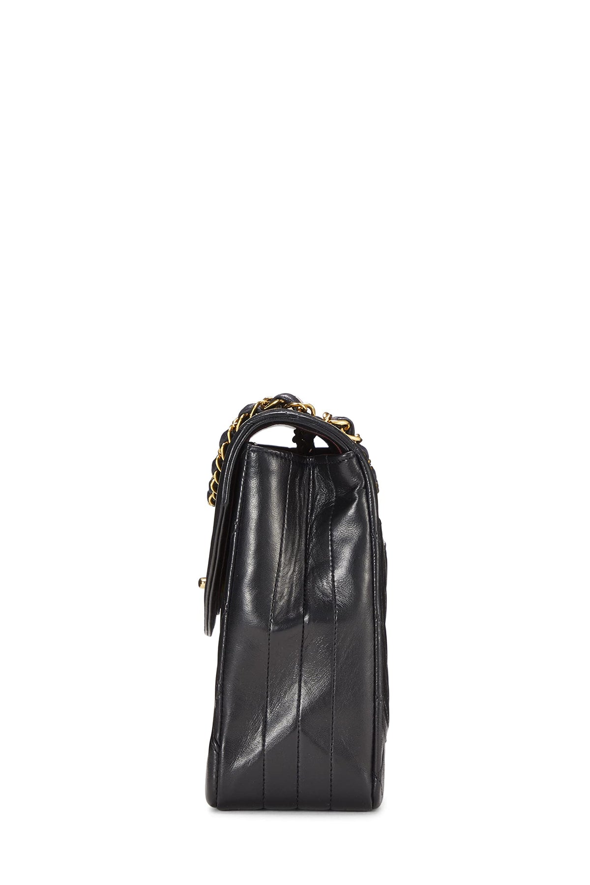 Chanel,  Black Quilted Lambskin Paris Limited Curved Flap Medium , Black